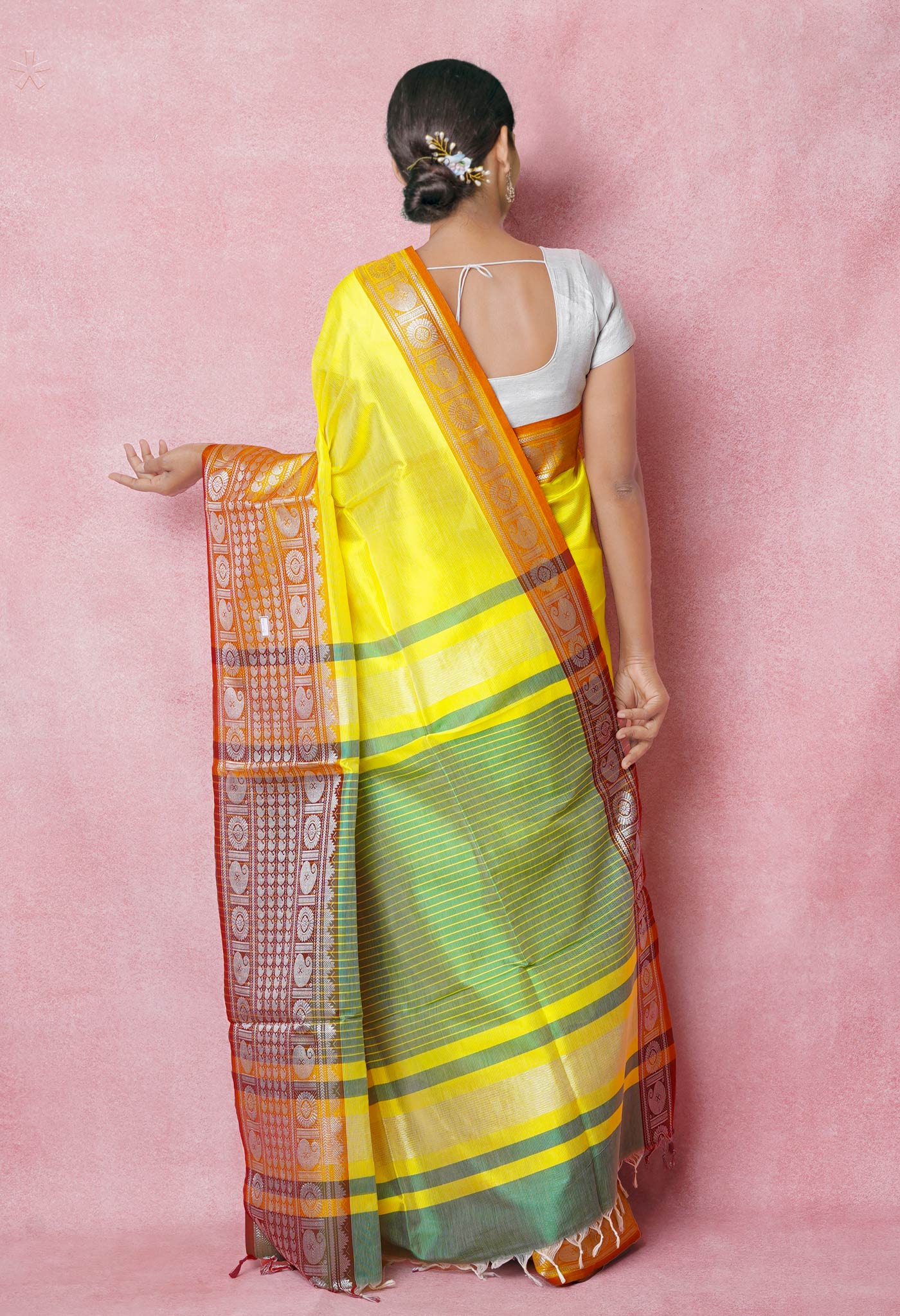 Yellow Pure Handloom Narayanpet Silk Saree