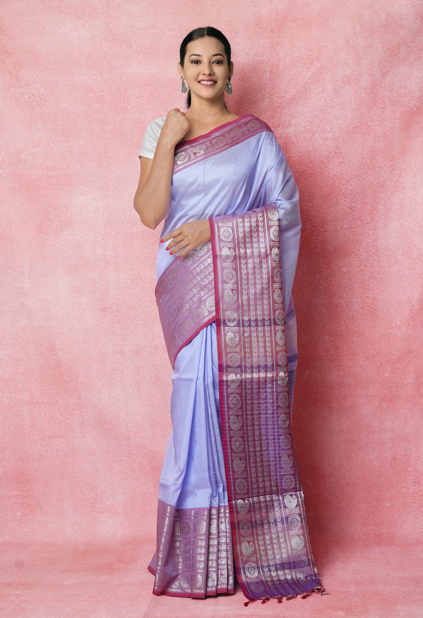 Pale Blue Pure Handloom Narayanpet Silk Saree-UNM74303
