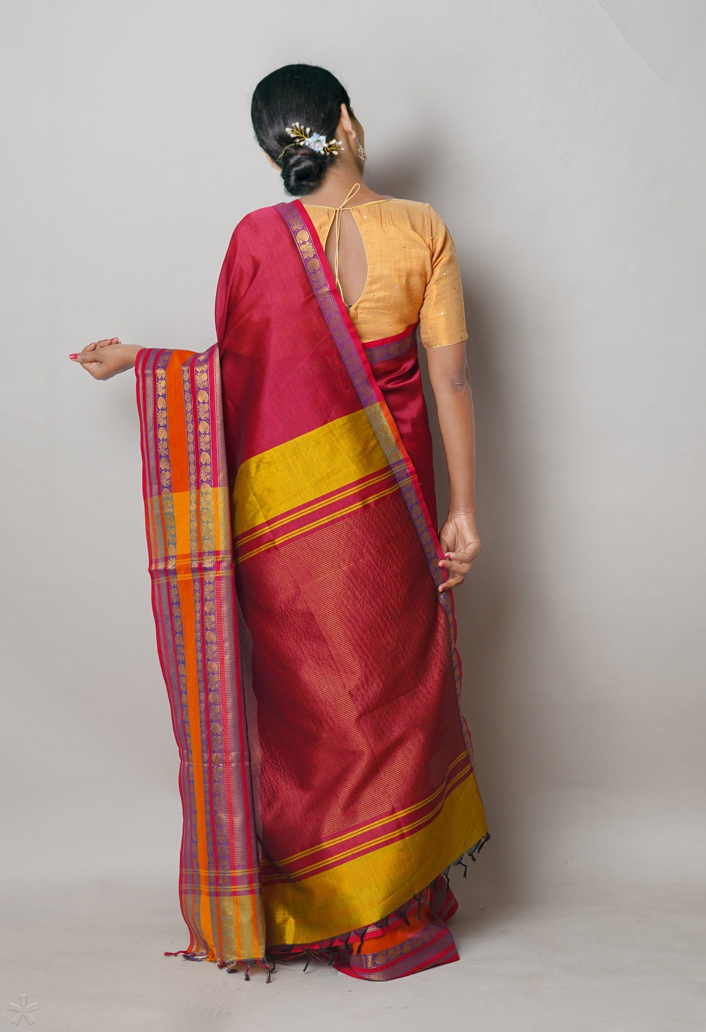 Maroon Pure Handloom Narayanpet Silk Saree-UNM74314