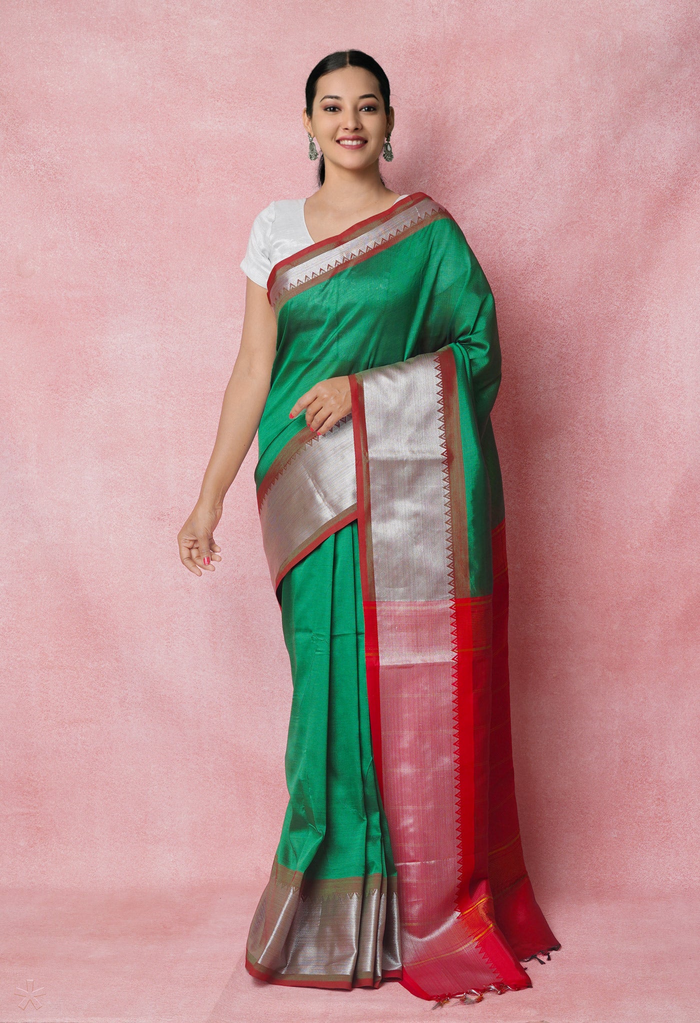 Green Pure Handloom Mangalgiri Silk Saree