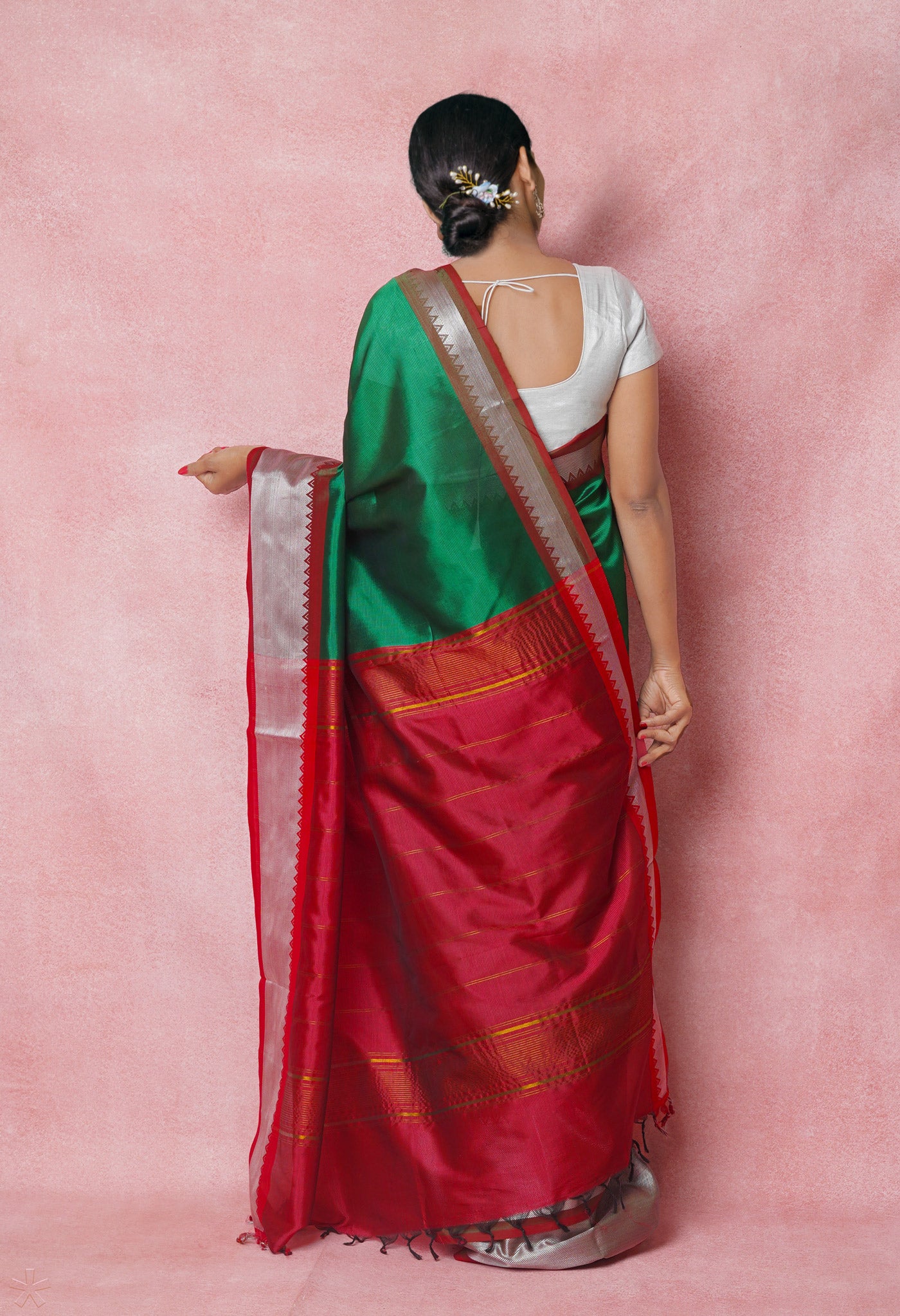 Green Pure Handloom Mangalgiri Silk Saree