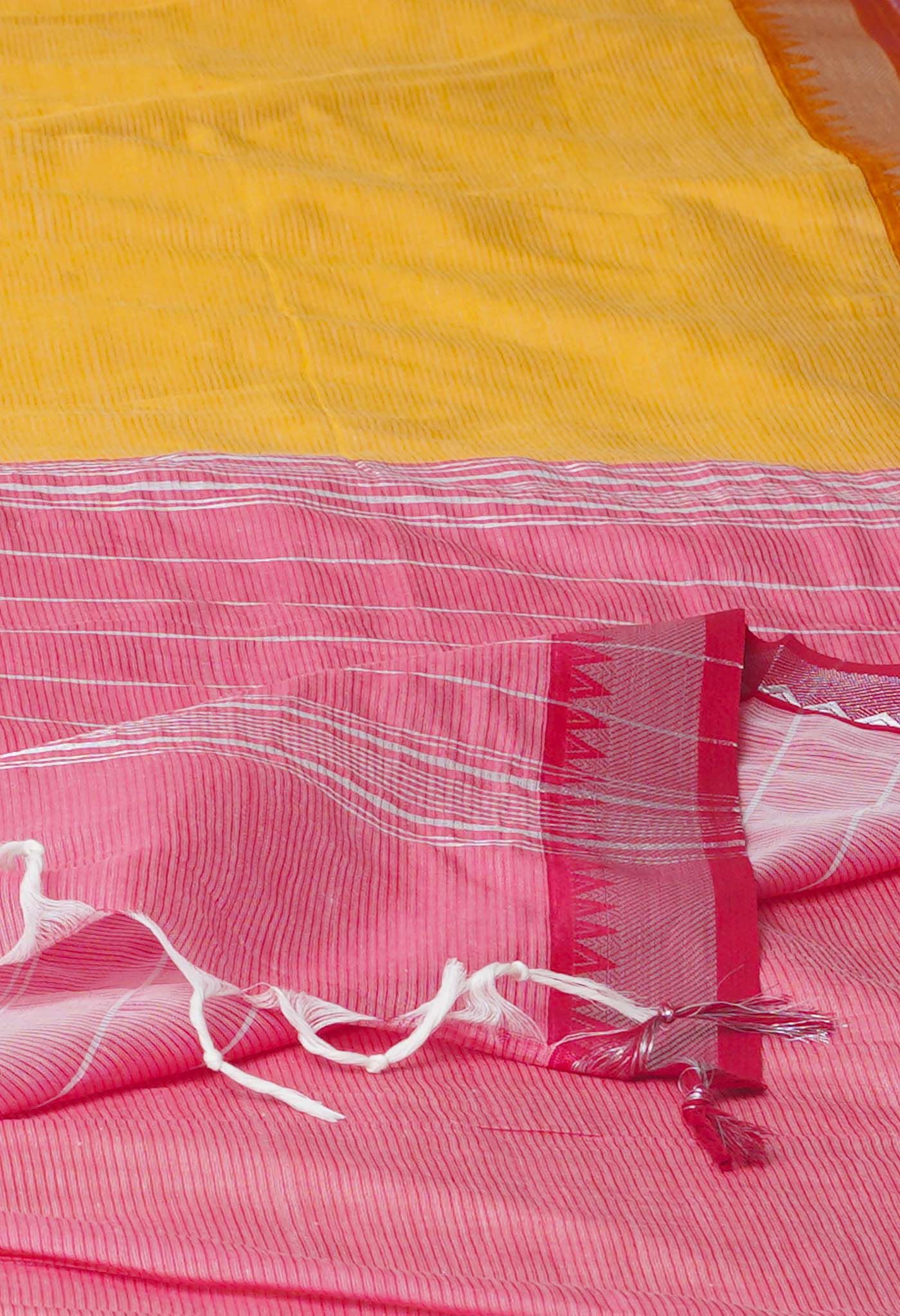 Mustard Yellow Pure Handloom Mangalgiri Silk Saree-UNM74327