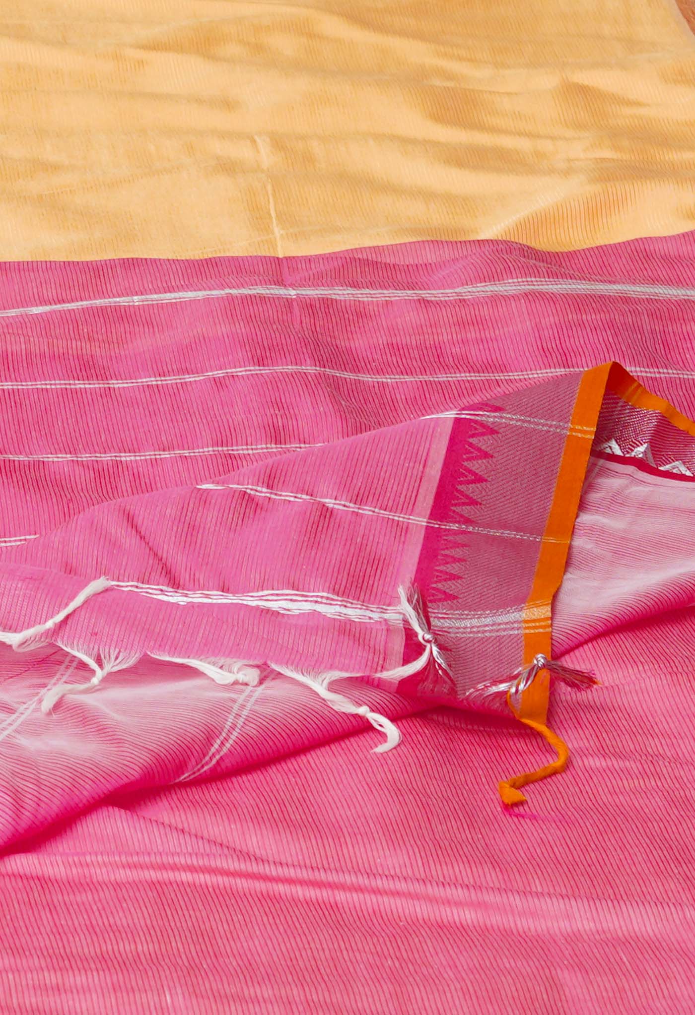 Orange Pure Handloom Mangalgiri Silk Saree-UNM74328