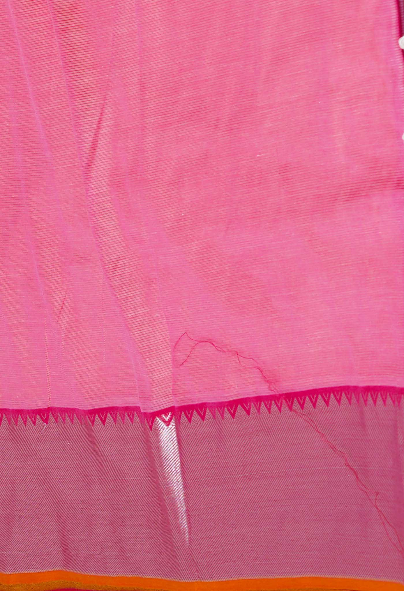 Orange Pure Handloom Mangalgiri Silk Saree-UNM74328