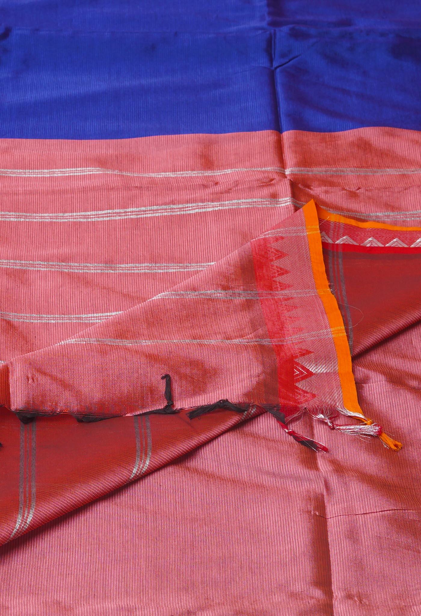 Dark Blue Pure Handloom Mangalgiri Silk Saree-UNM74329