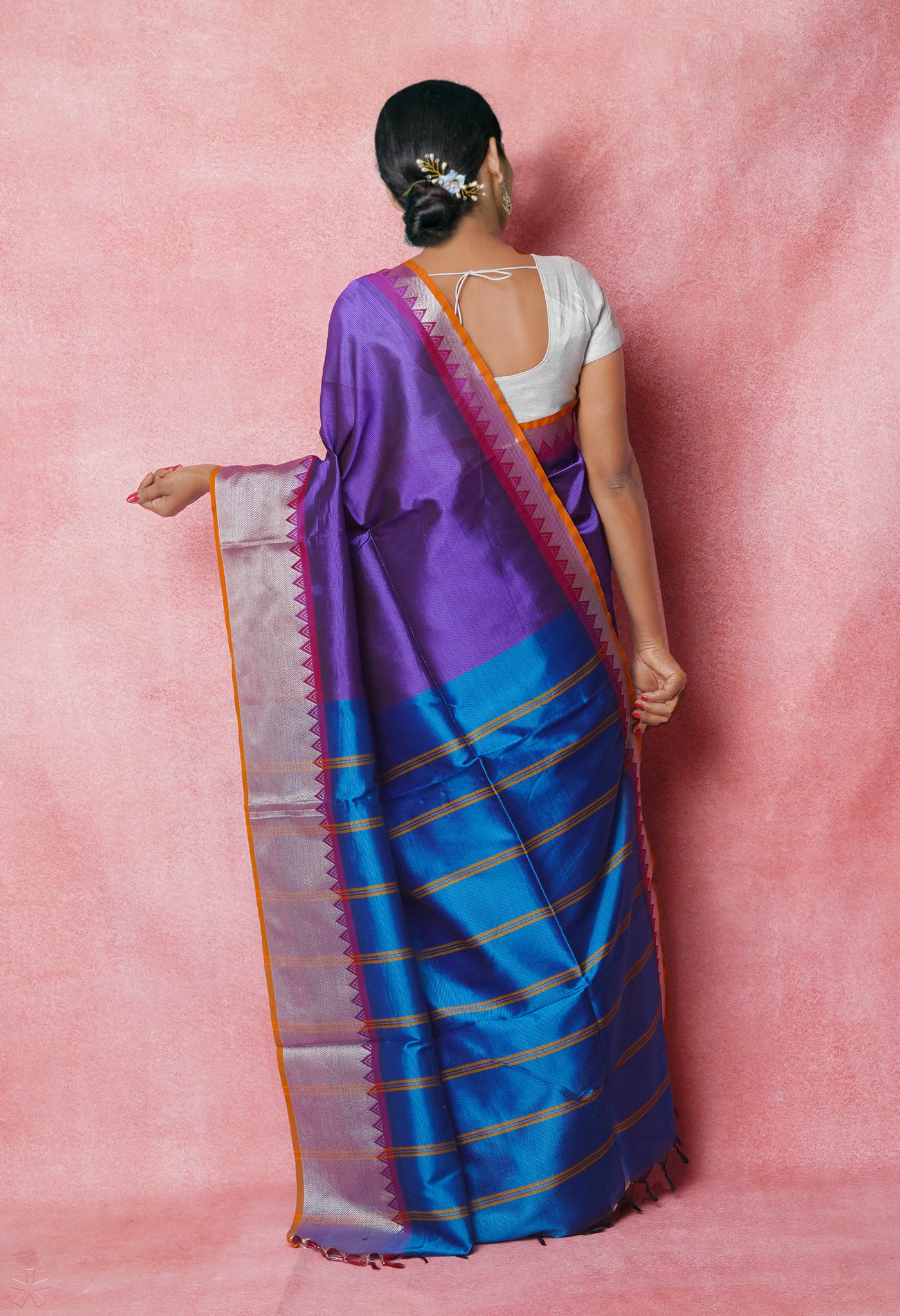 Violet Pure Handloom Mangalgiri Silk Saree-UNM74330