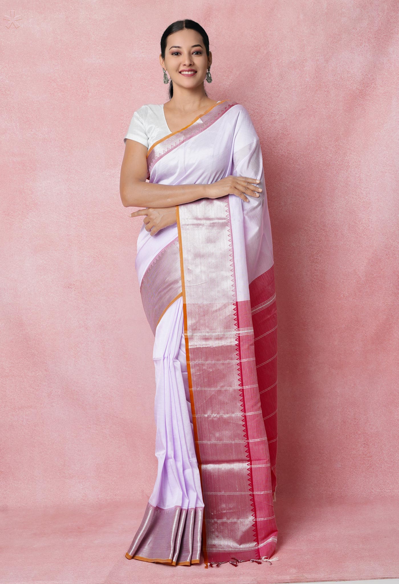 Lavender Pure Handloom Mangalgiri Silk Saree