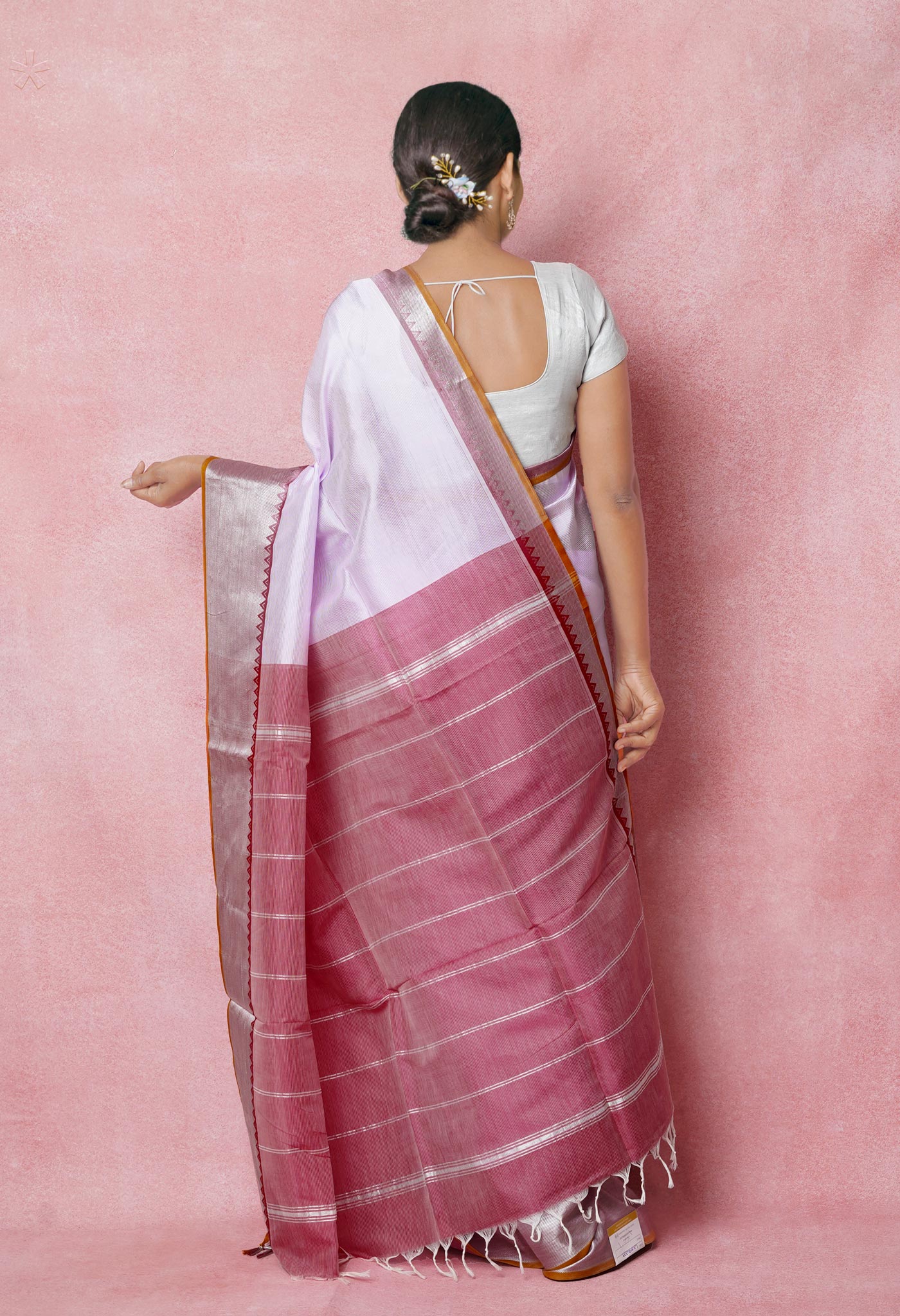 Lavender Pure Handloom Mangalgiri Silk Saree