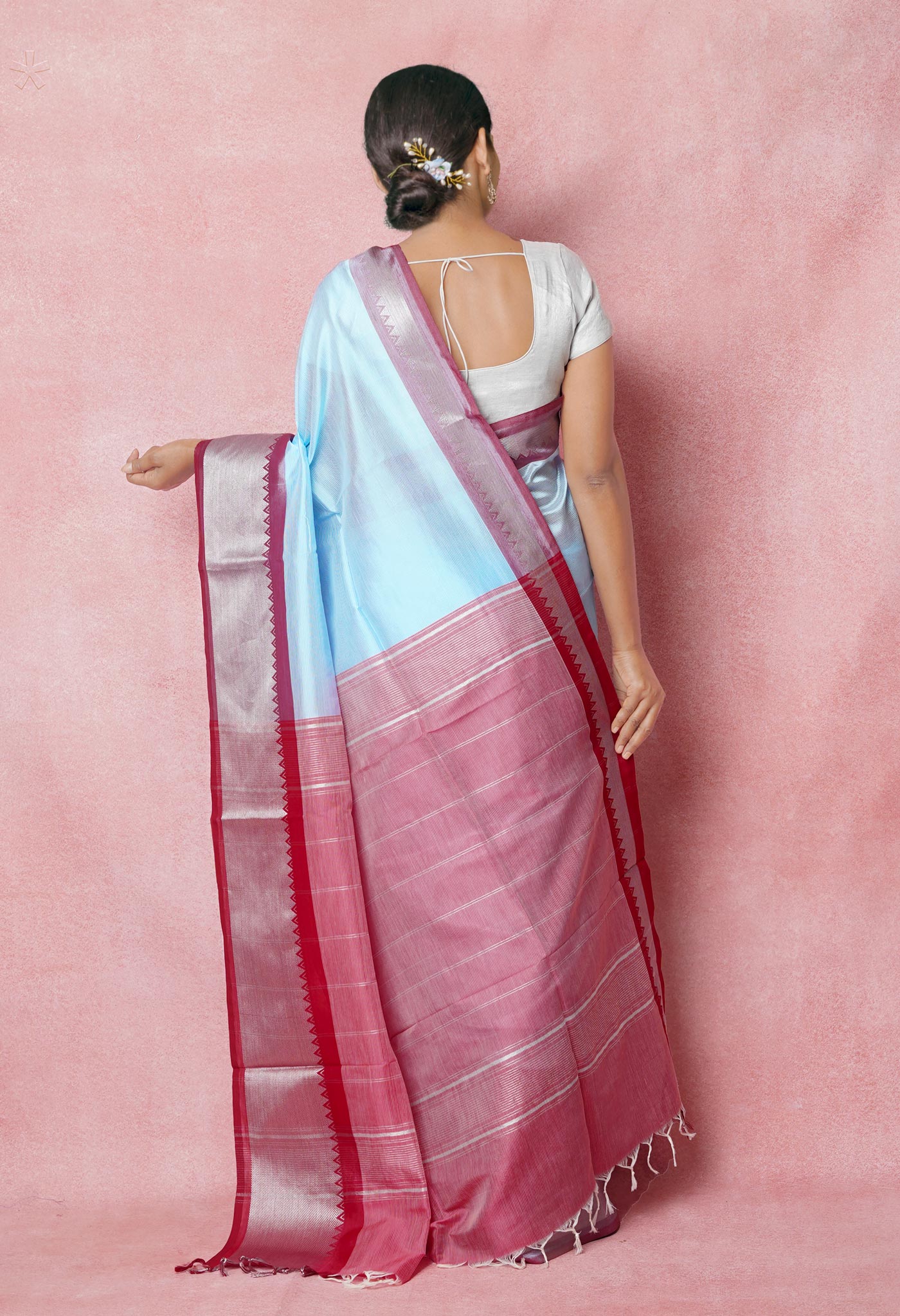 Blue Pure Handloom Mangalgiri Silk Saree
