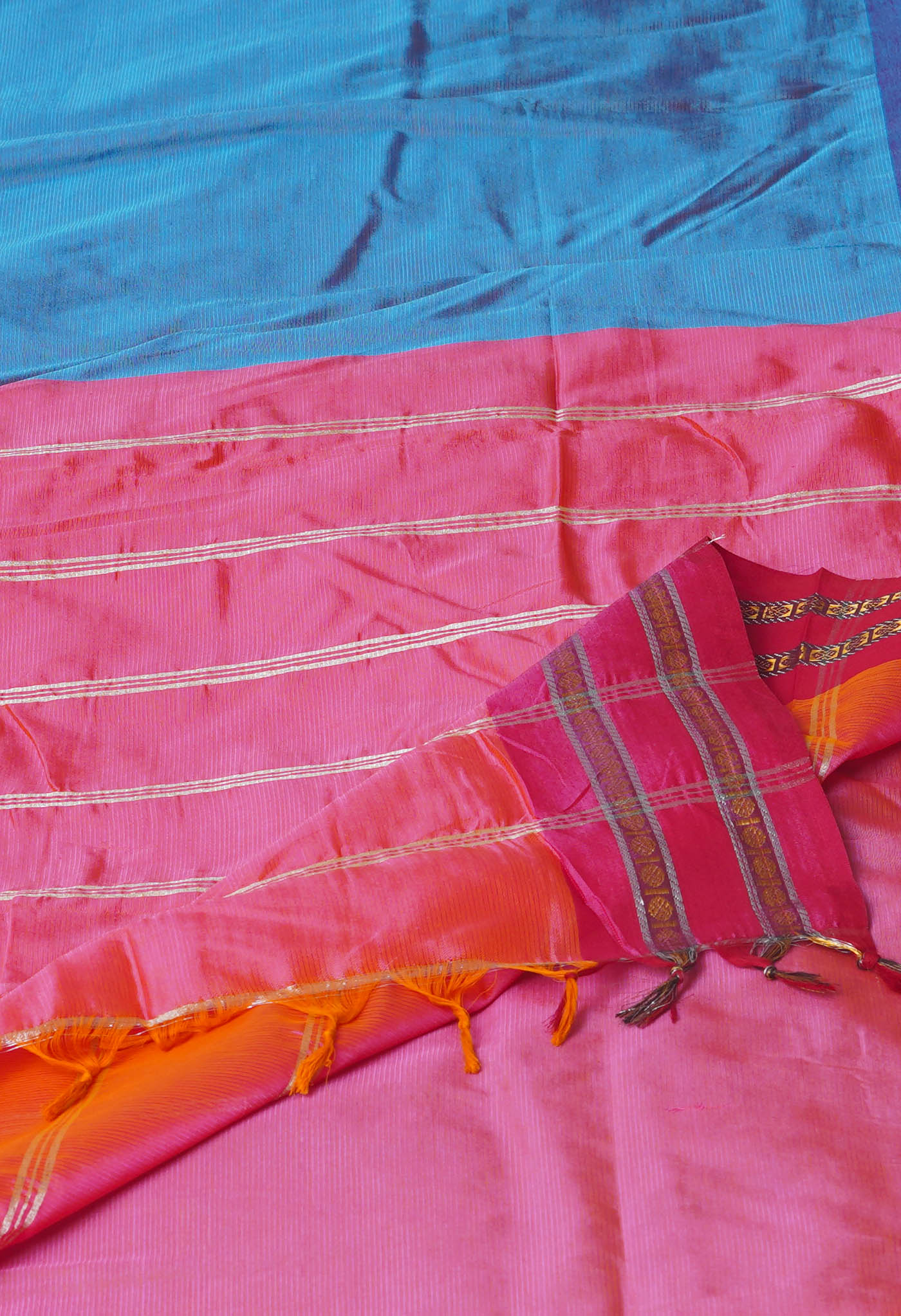 Peacock Blue Pure Handloom Chettinad Silk Saree