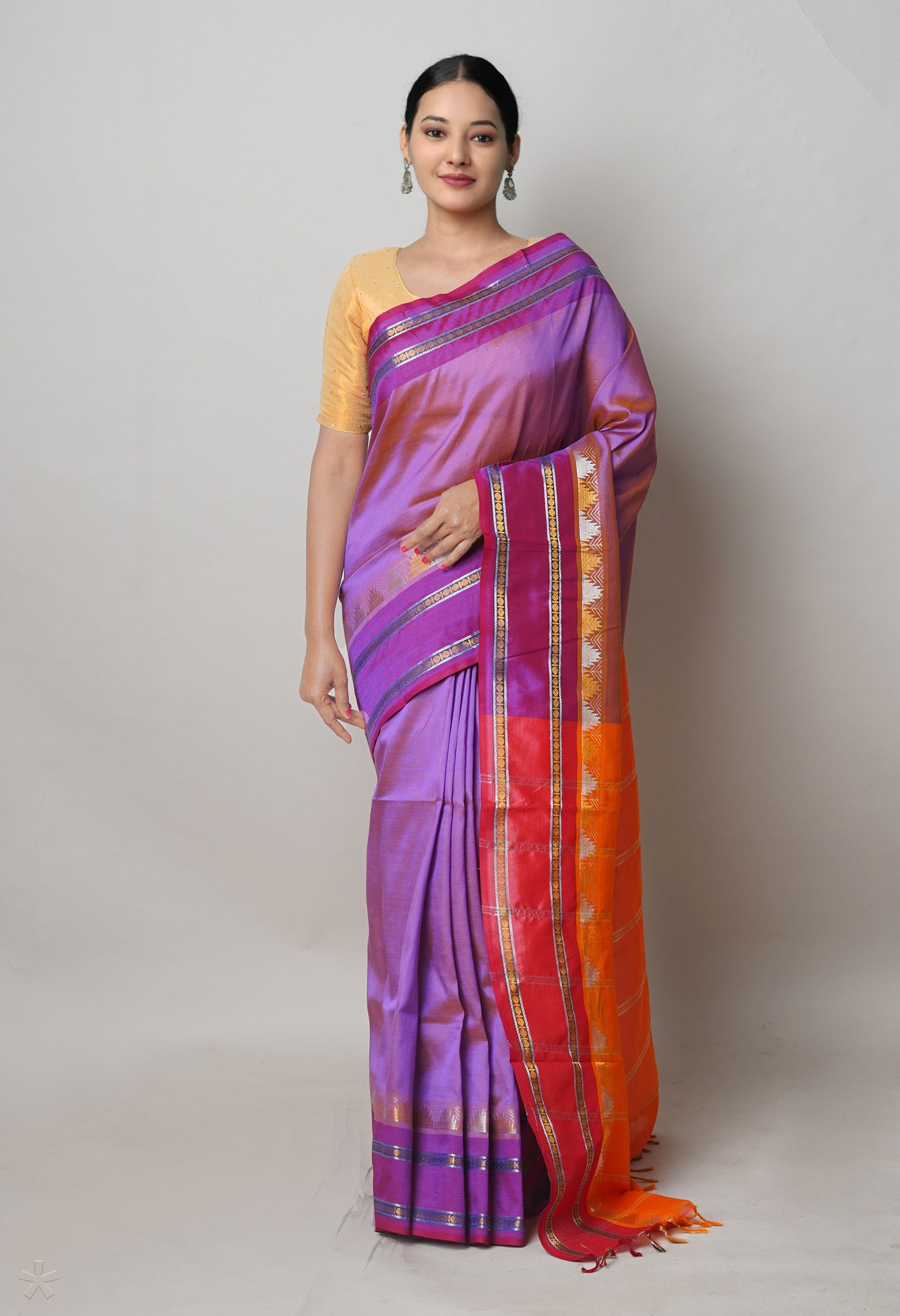 Purple Pure Handloom Chettinad Silk Saree