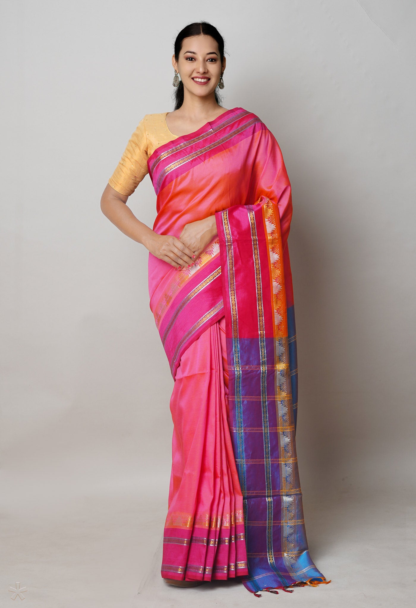 Pink Pure Handloom Chettinad Silk Saree