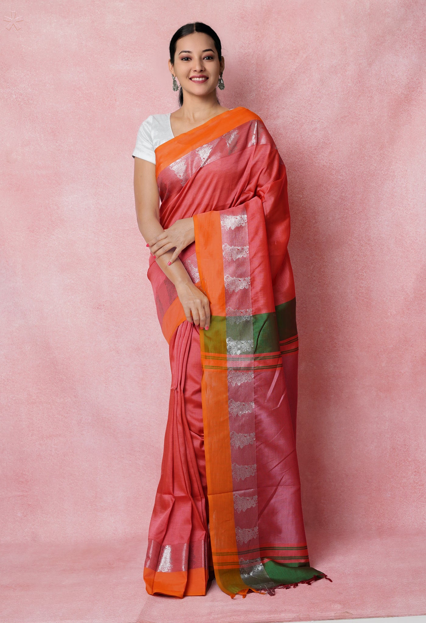Pink Pure Handloom Chettinad Silk Saree