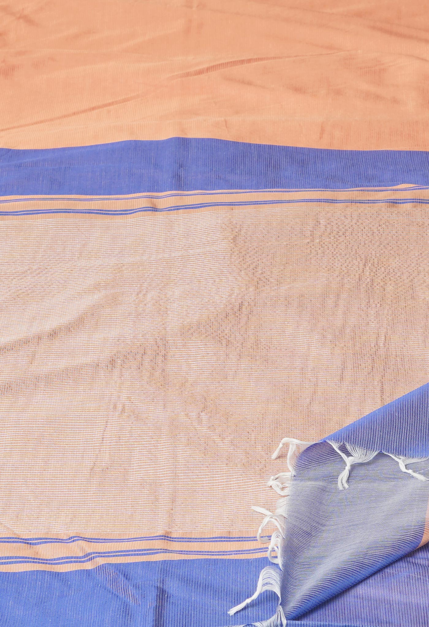 Peach Orange Pure Handloom Chettinad Silk Saree