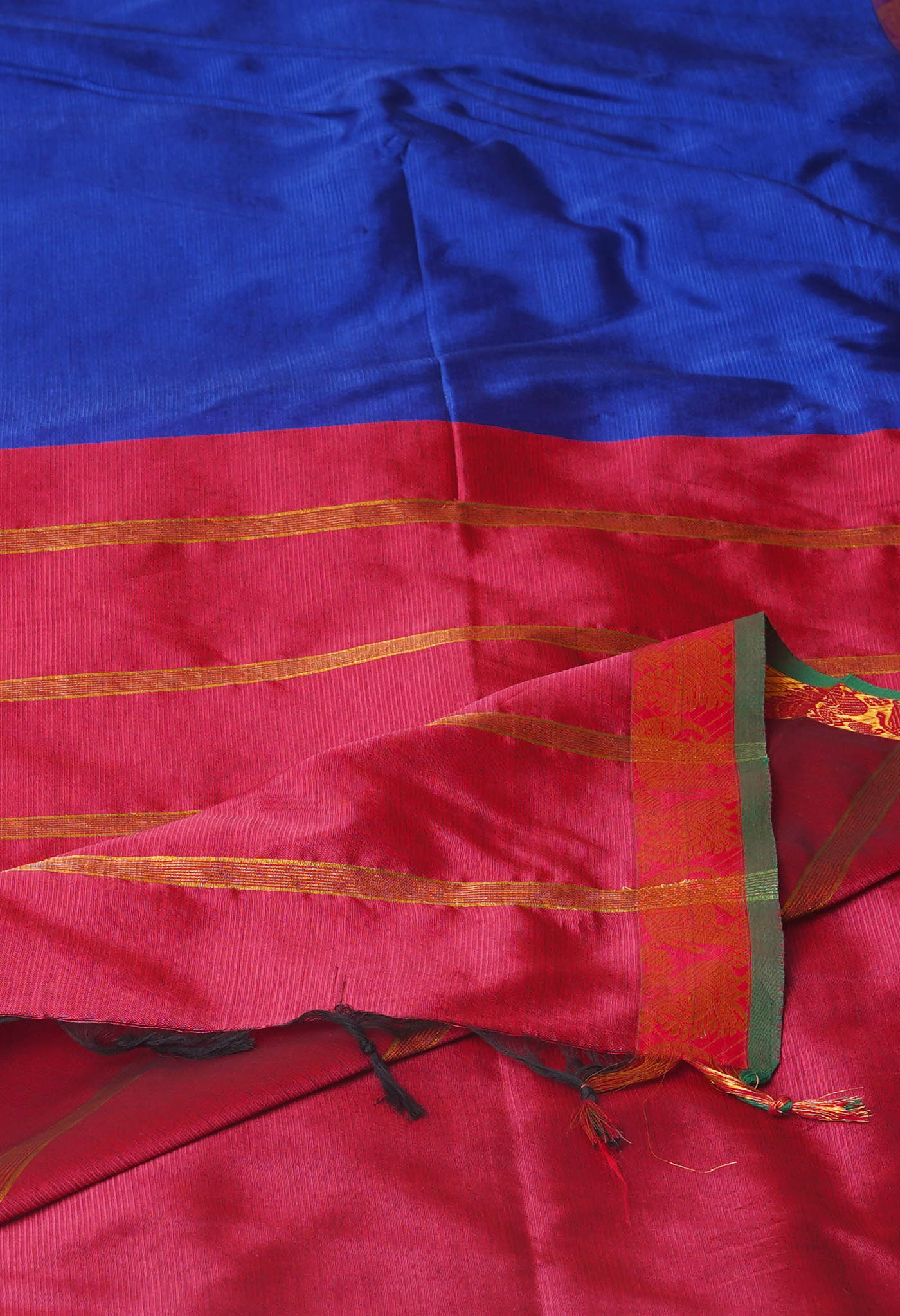 Navy Blue Pure Handloom Narayanpet Silk Saree-UNM74386