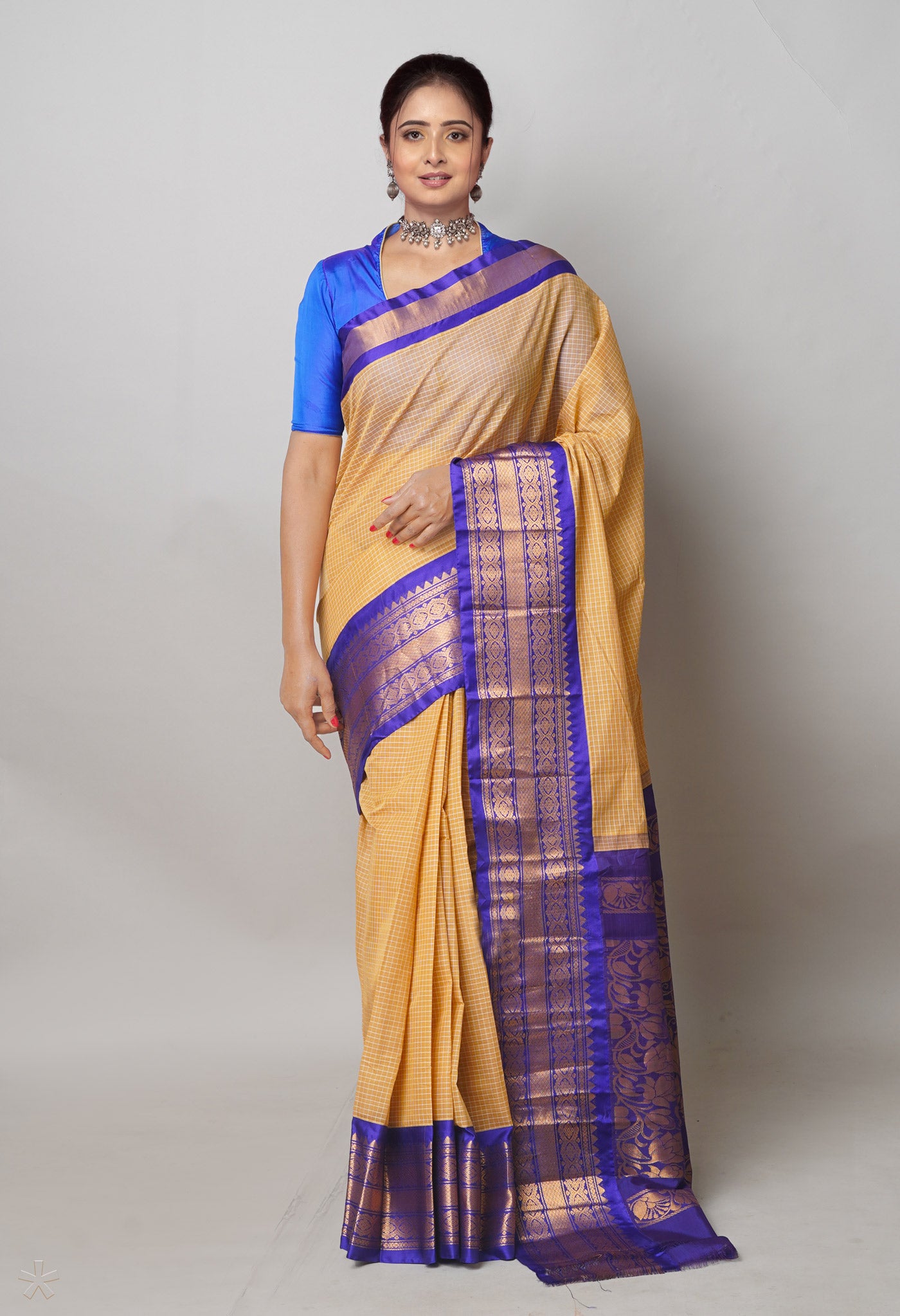 Cream Pure Handloom Gadwal Cotton Saree-UNM74438