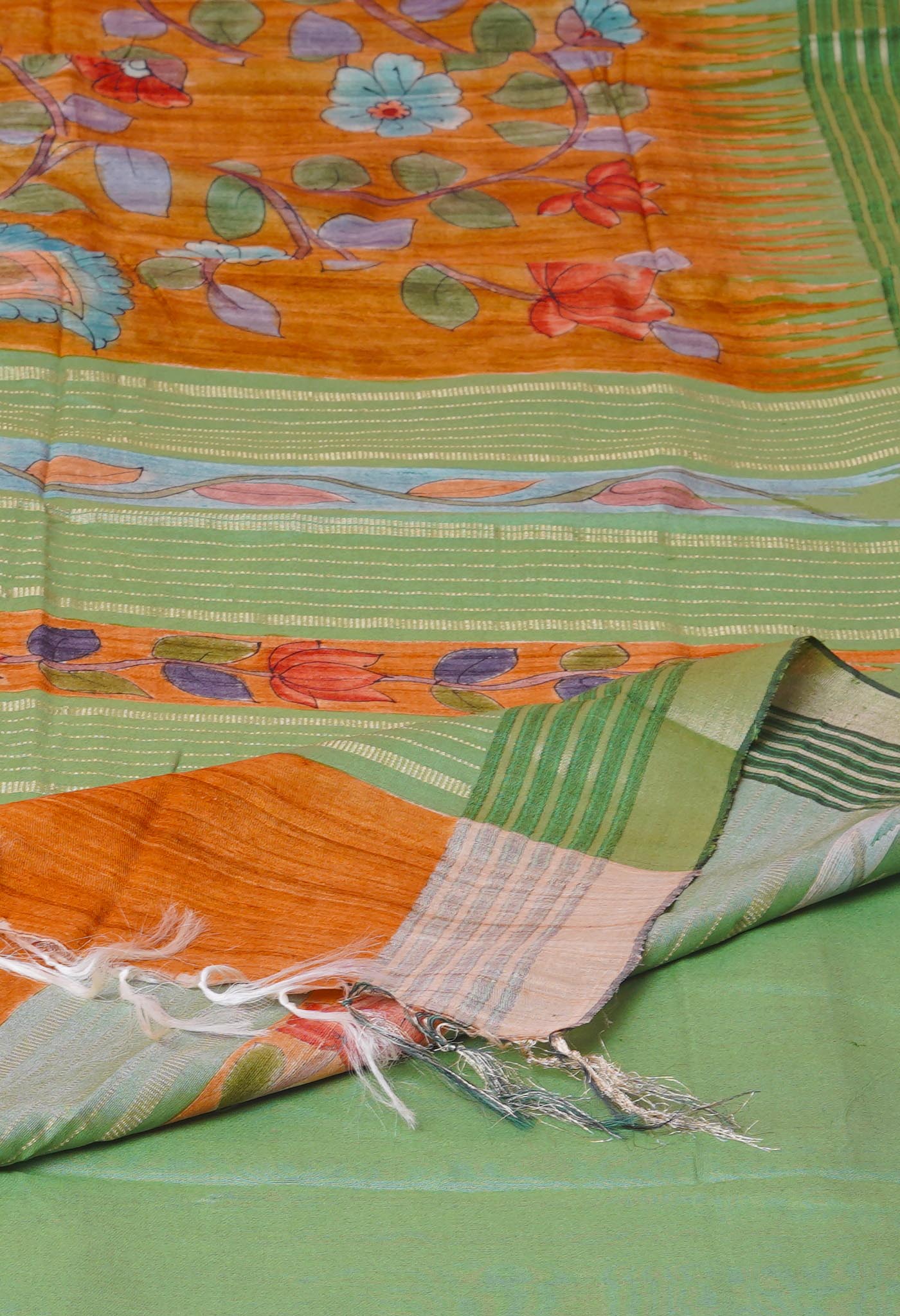 Brown Pure Handloom Brush Painted Vidarbha Tussar Silk Saree-UNM74478