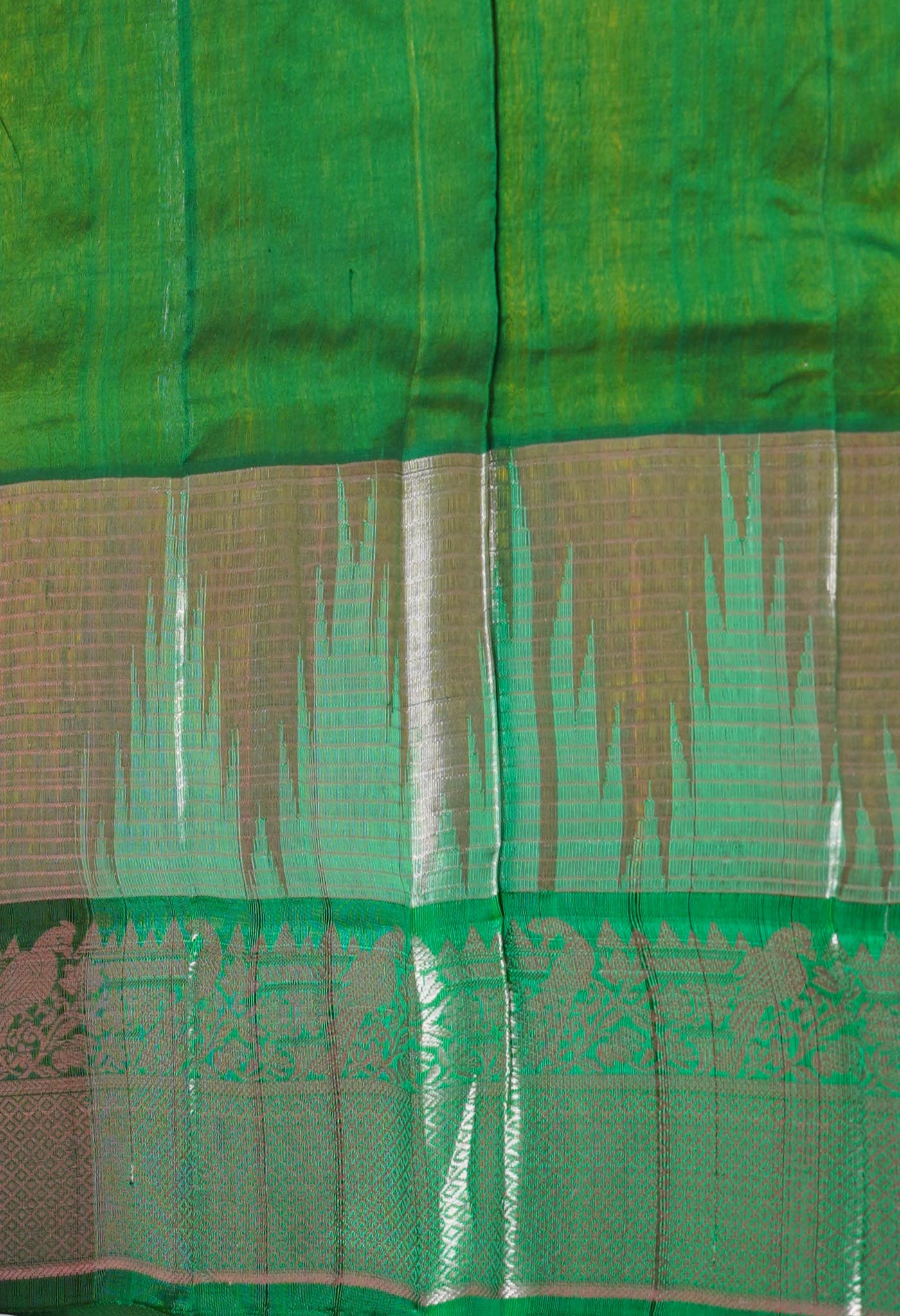 Yellow-Green Pure Handloom Assam Silk Saree