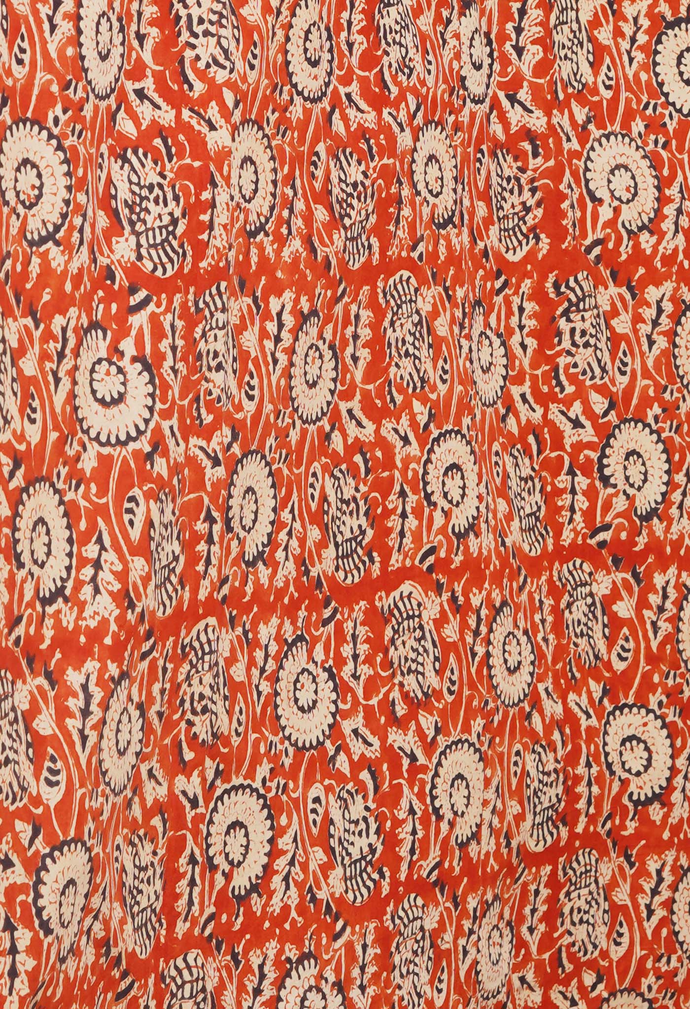 Green Pure Block Printed Kota Cotton Saree With Kalamkari Printed Blouse Piece-UNM74583