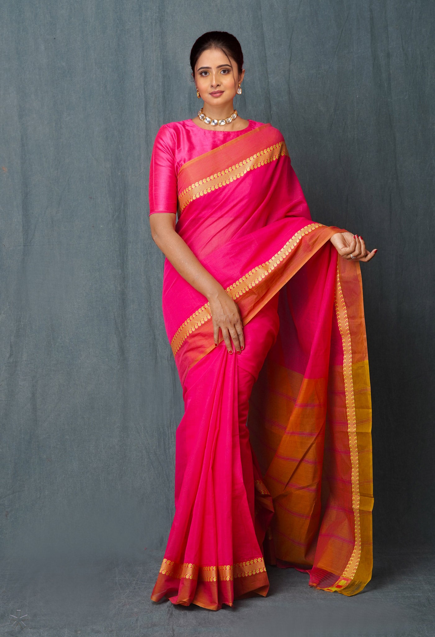 Pink Pure Handloom Narayanpet Cotton Saree