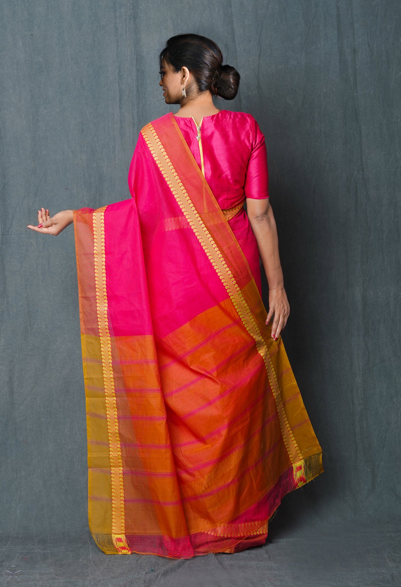 Pink Pure Handloom Narayanpet Cotton Saree