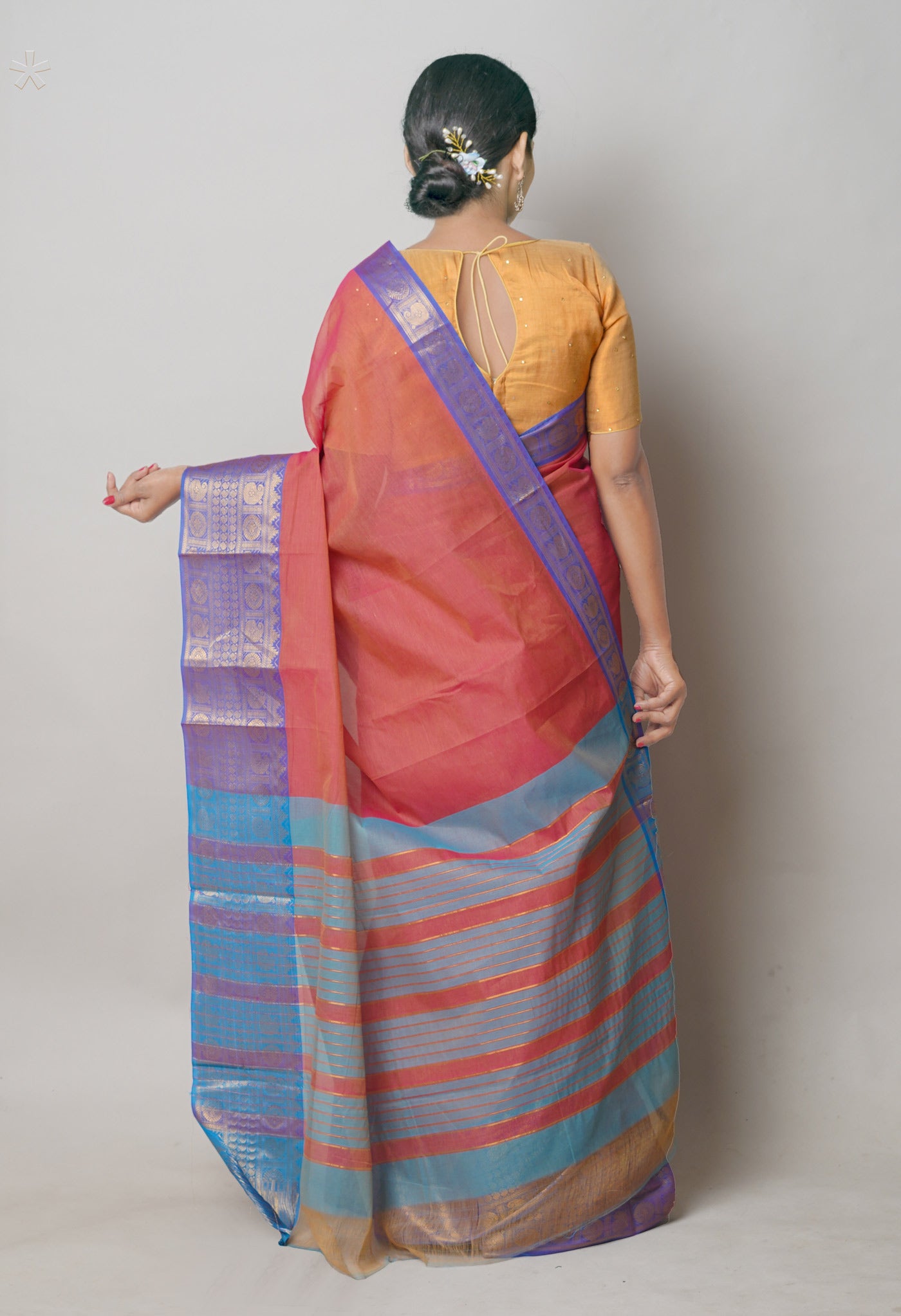 Peach Pink Pure Handloom Narayanpet Cotton Saree