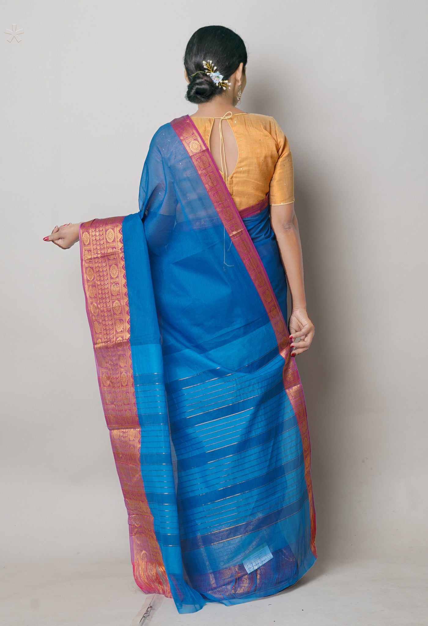 Blue Pure Handloom Narayanpet Cotton Saree