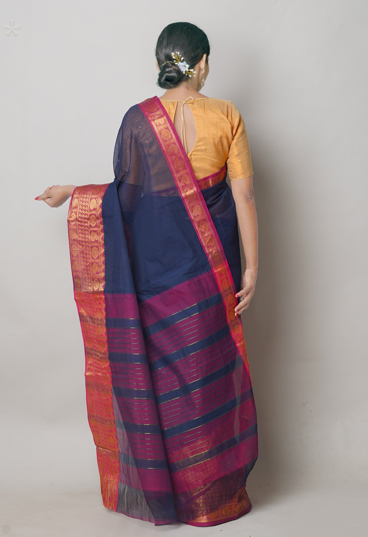 Navy Blue Pure Handloom Narayanpet Cotton Saree