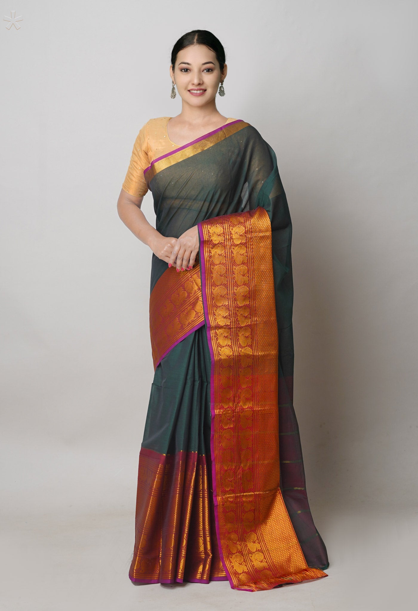 Green Pure Handloom Narayanpet Cotton Saree