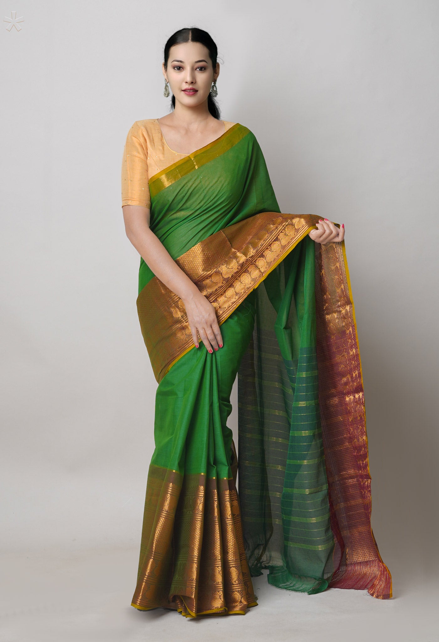 Green Pure Handloom Narayanpet Cotton Saree