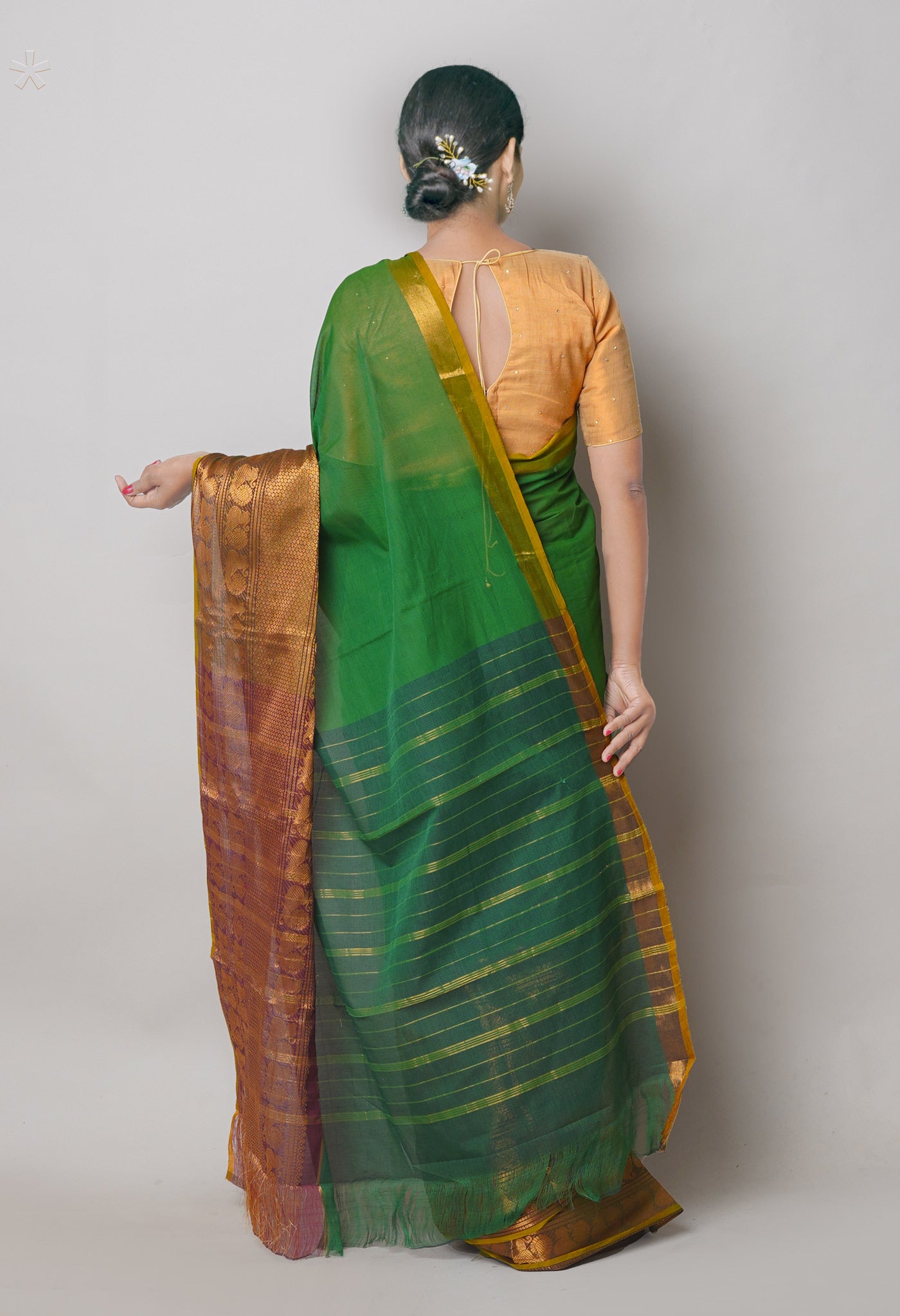 Green Pure Handloom Narayanpet Cotton Saree