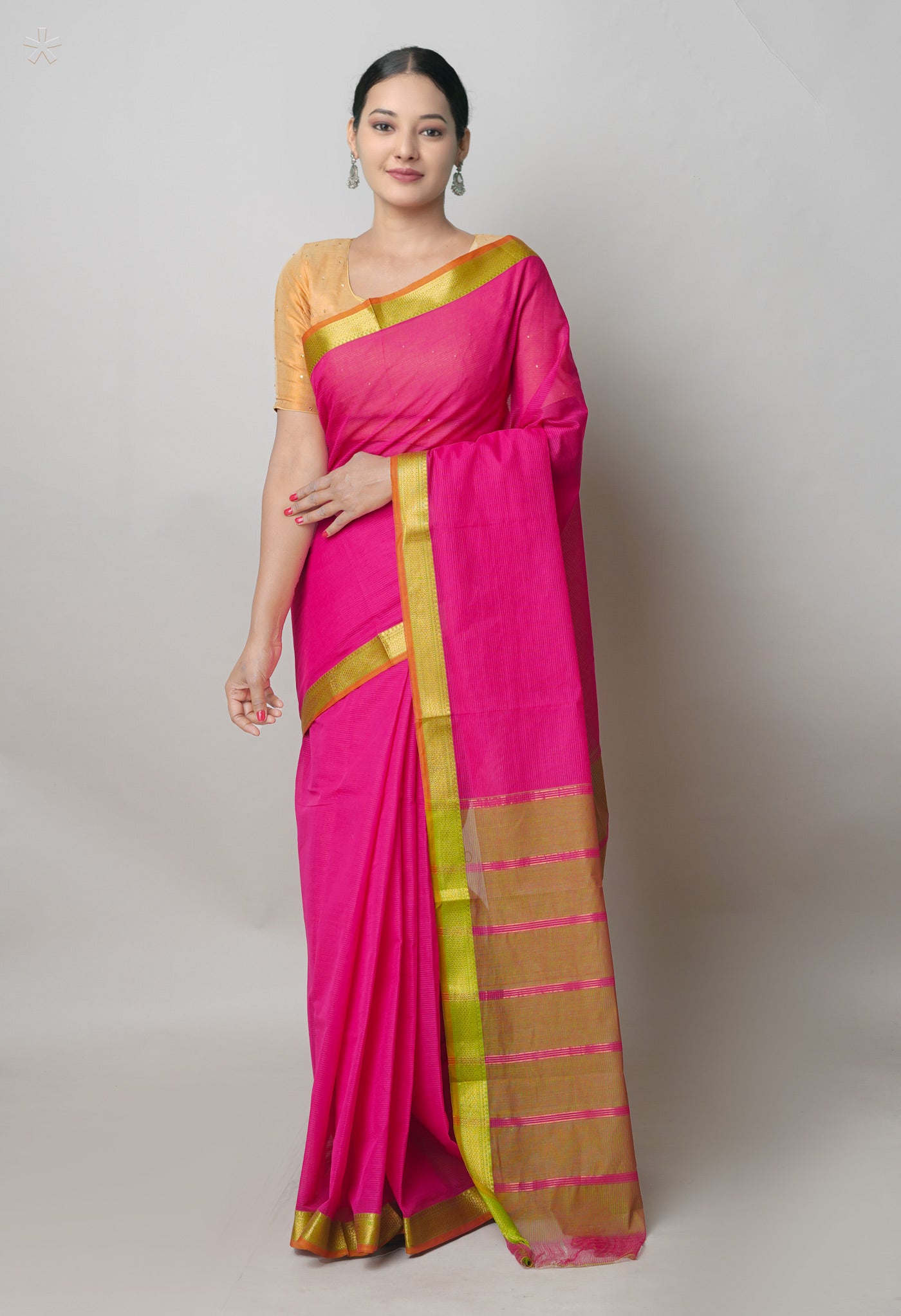 Pink Pure Mangalgiri Cotton Saree