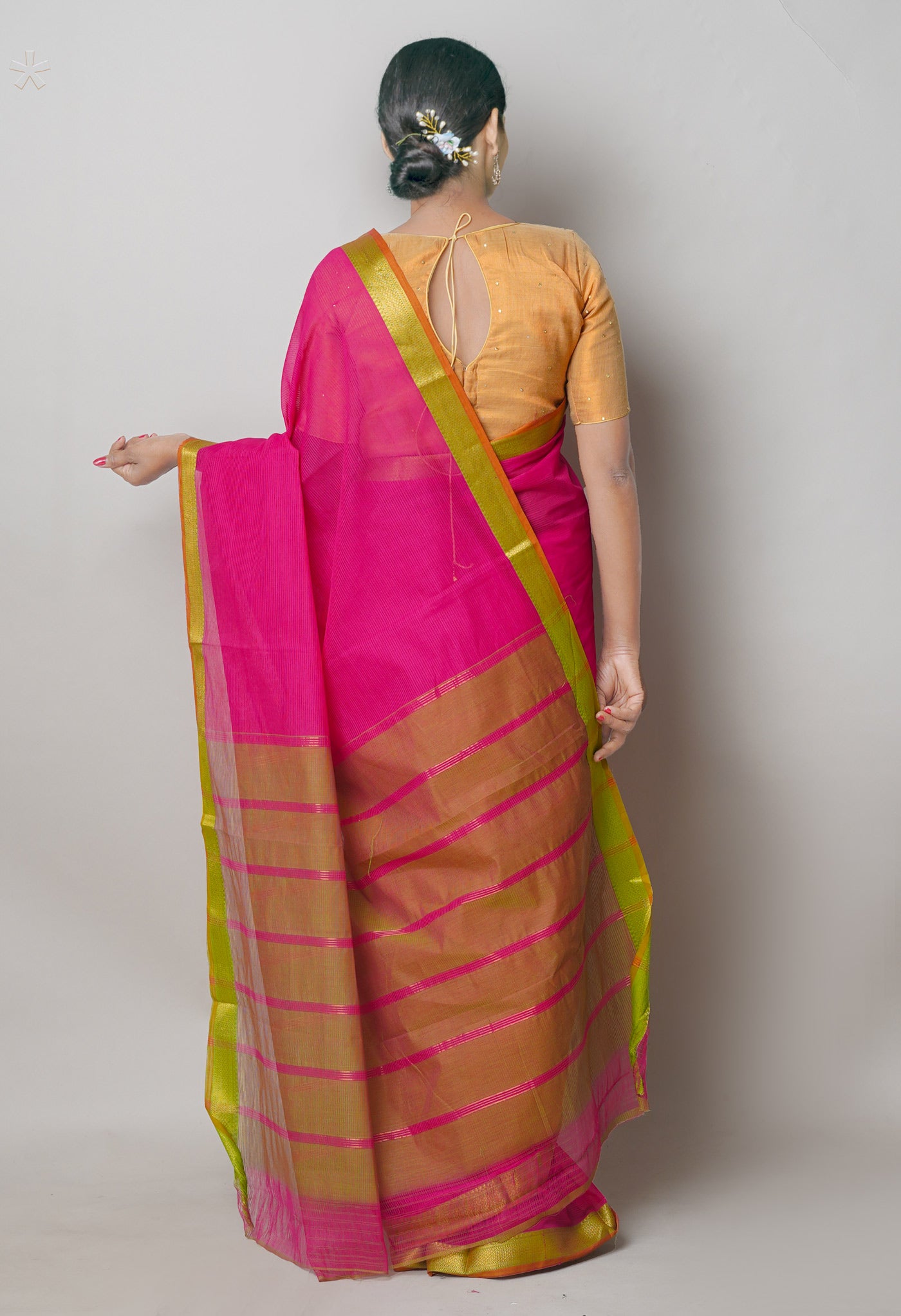 Pink Pure Mangalgiri Cotton Saree