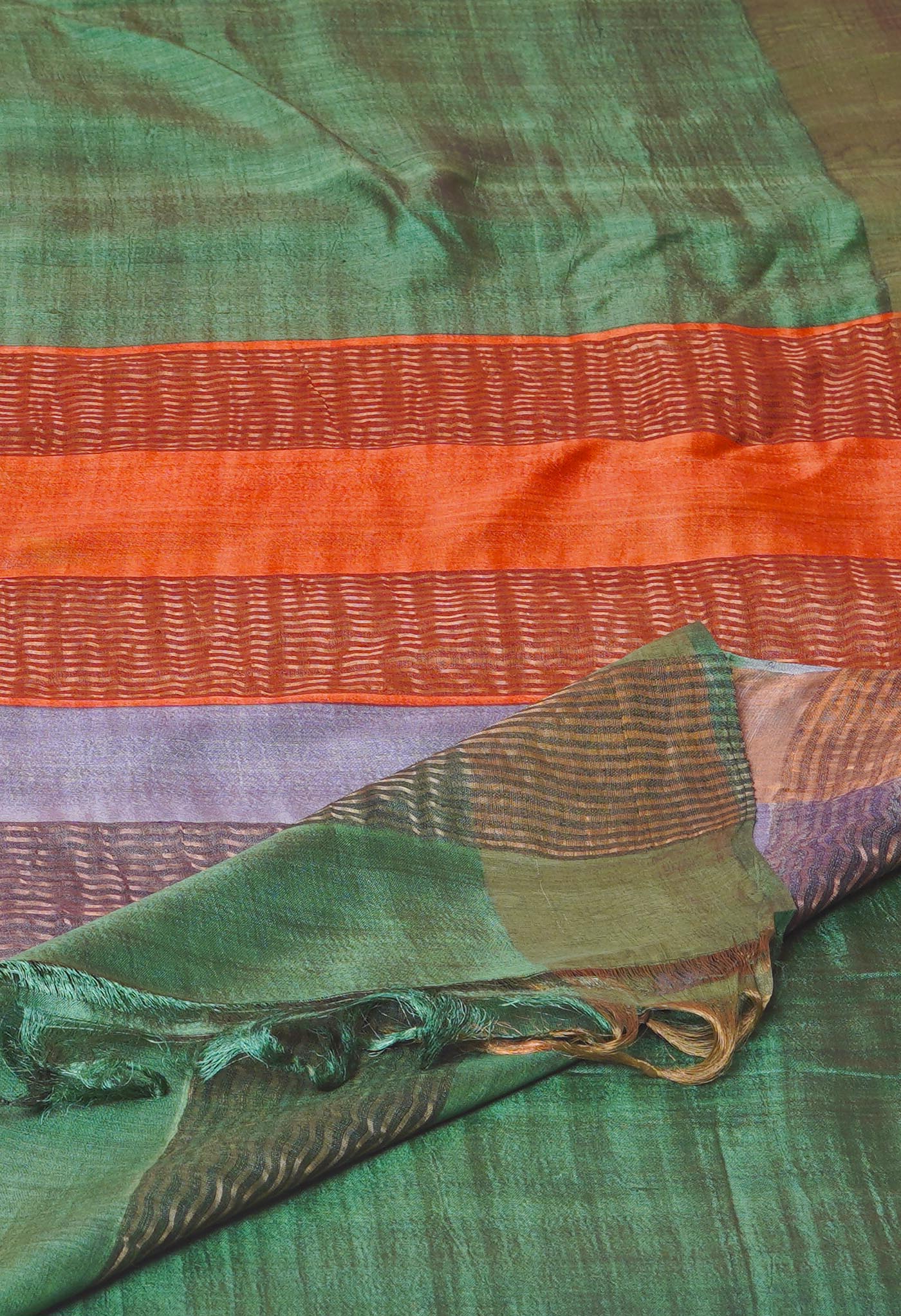 Green Pure Designer Printed Bengal Tussar Silk Saree