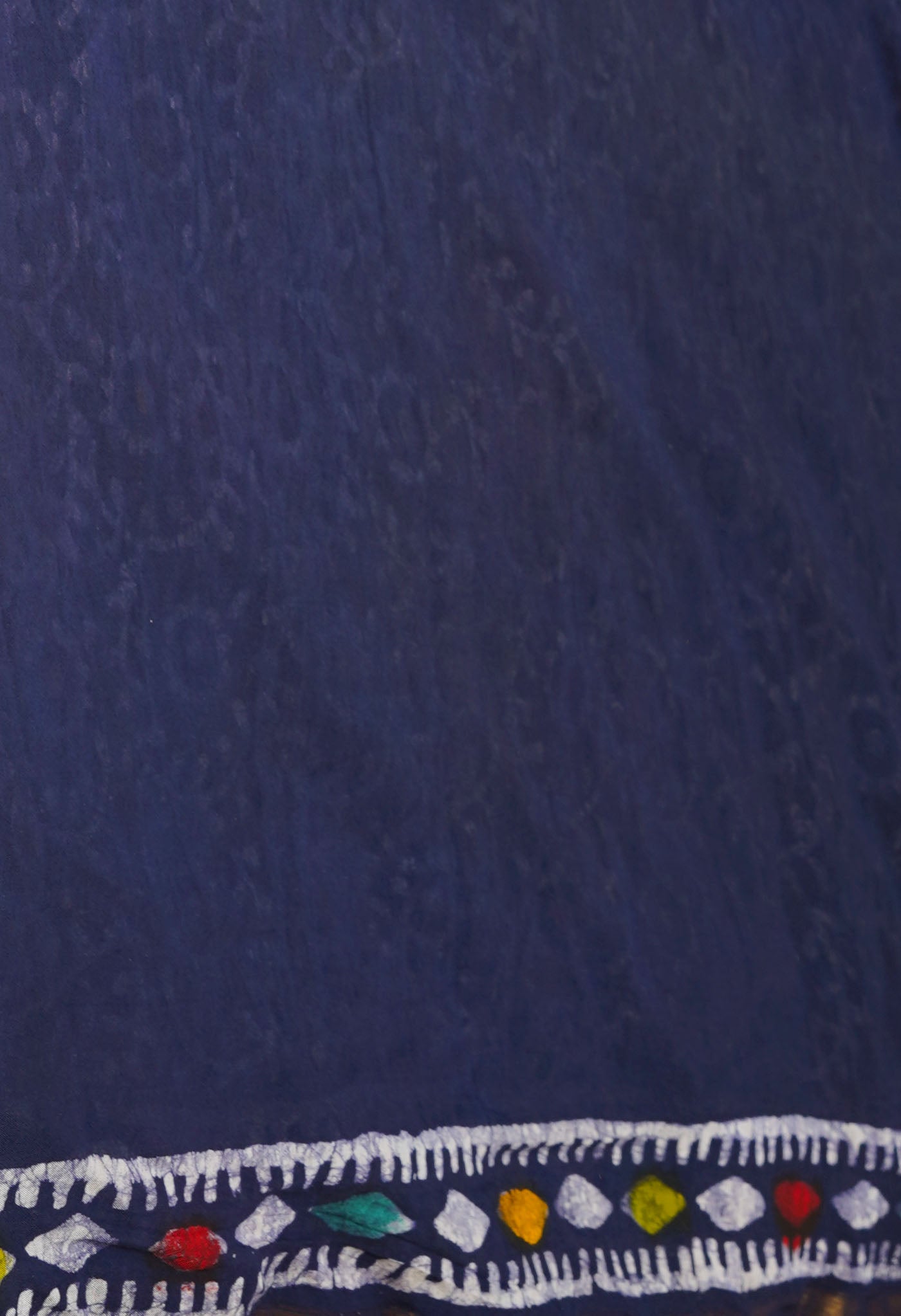 Navy Blue Hand Block Wax Batik Printed Mercerized Chanderi Sico Saree-UNM74673