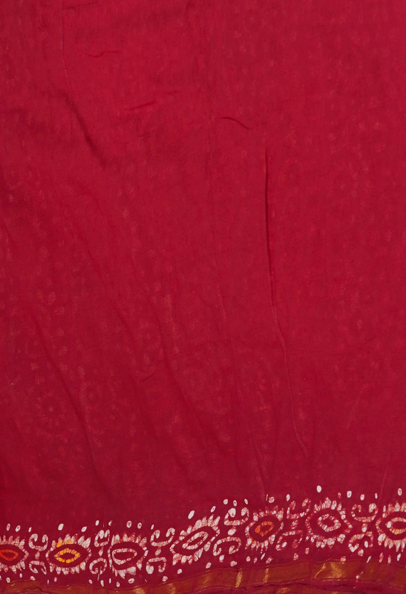 Red Batik Printed Chanderi Sico Saree