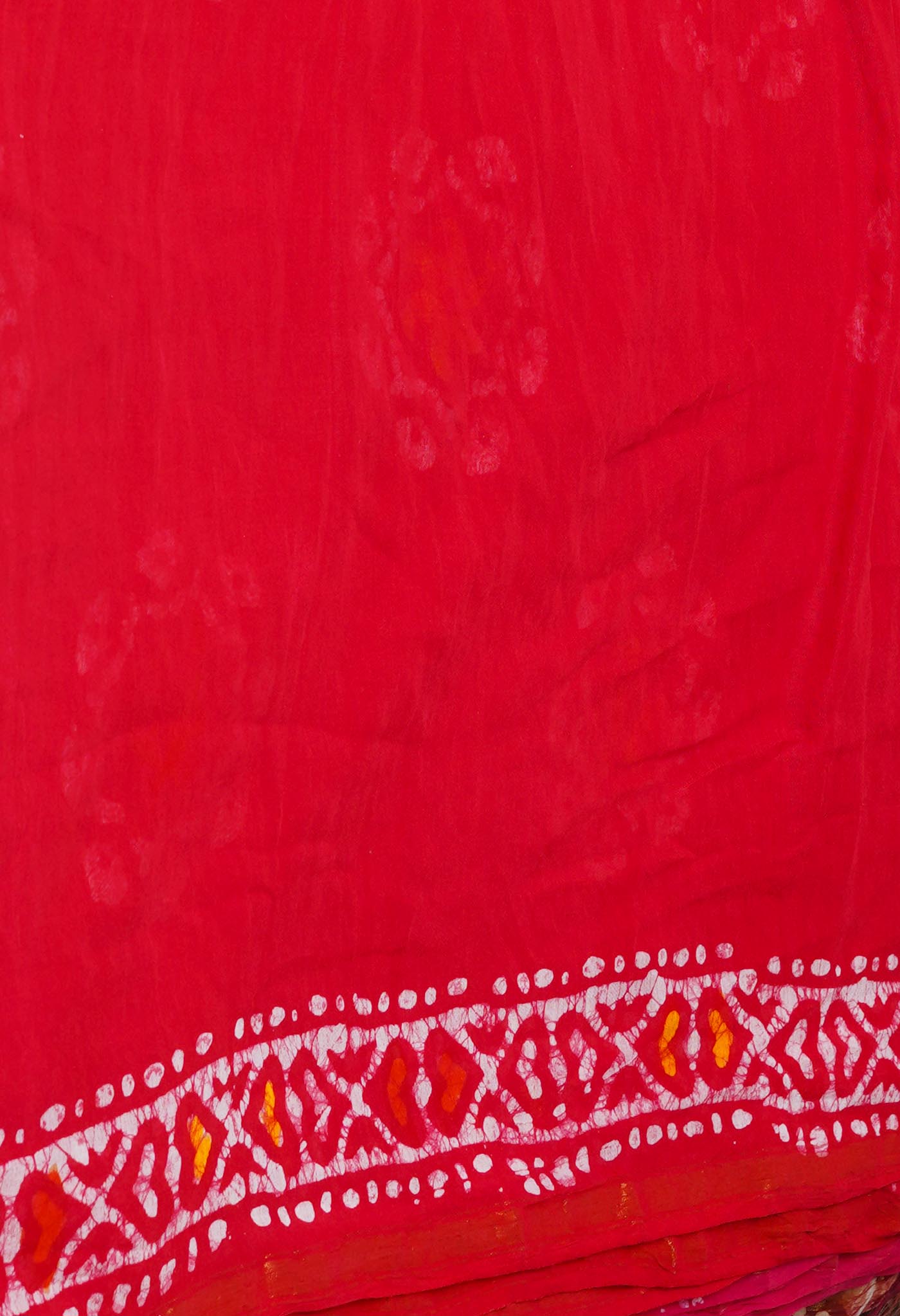 Red Batik Printed Chanderi Sico Saree