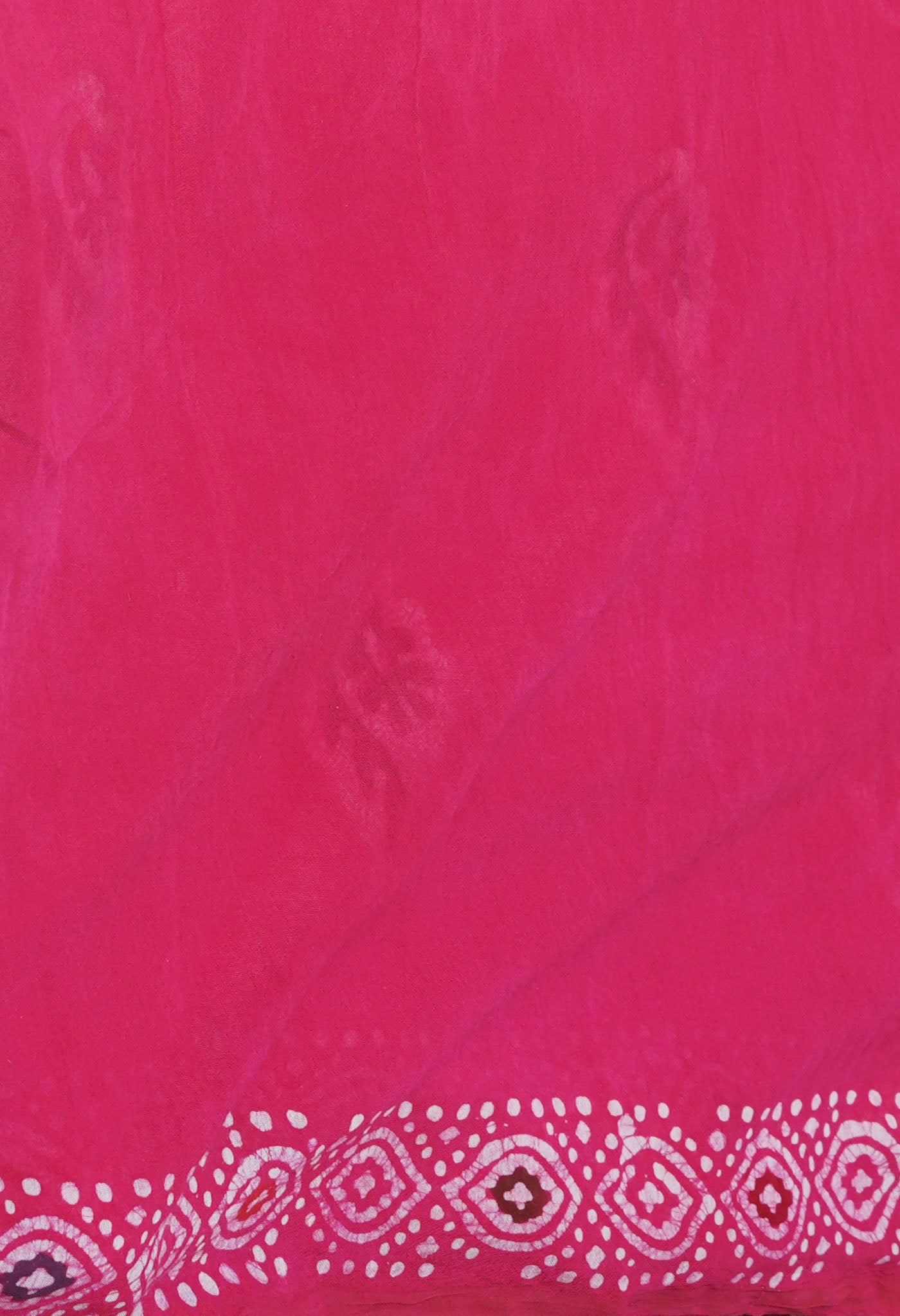Pink Hand Block Wax Batik Printed Mercerized Chanderi Sico Saree-UNM74699