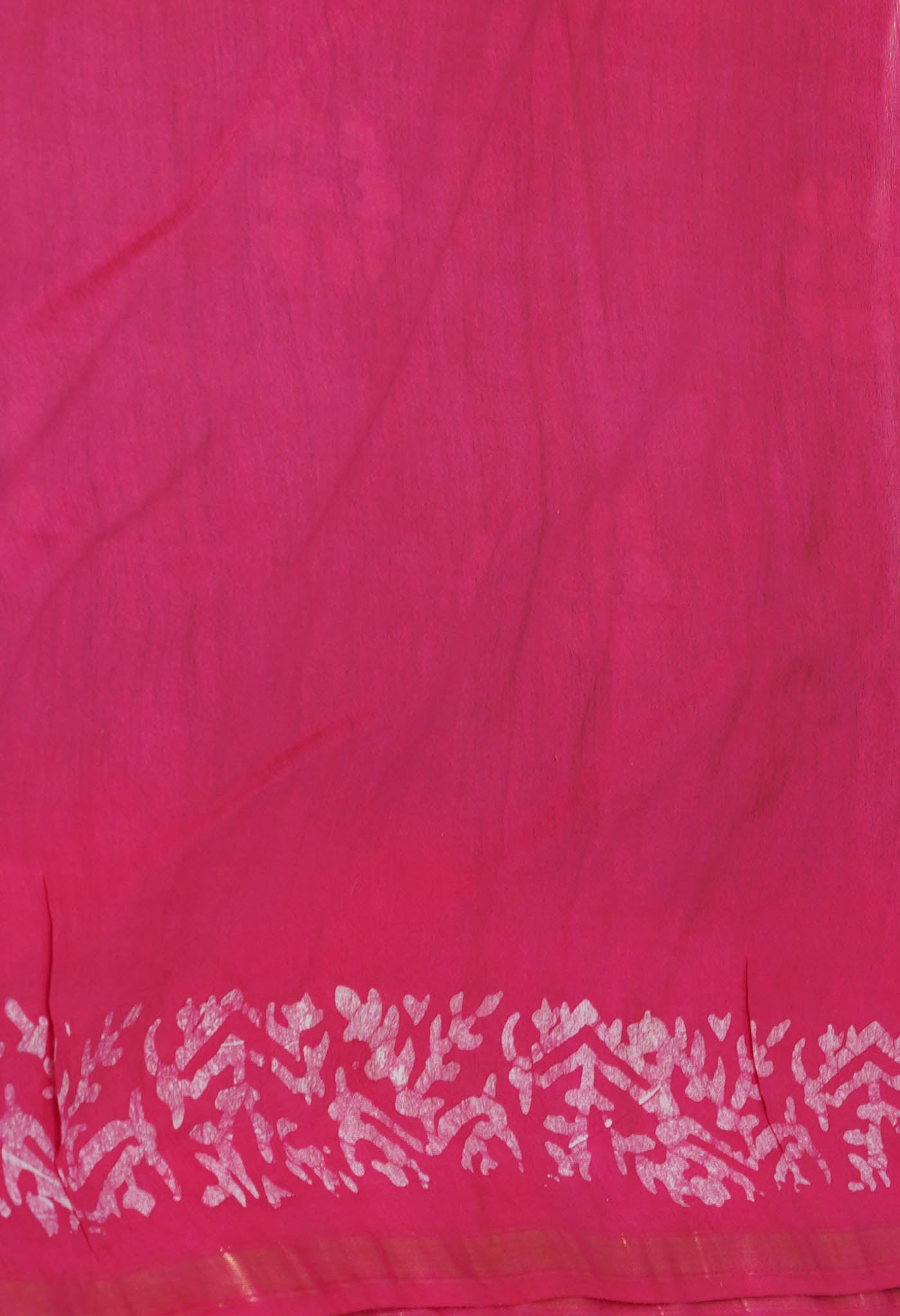 Grey-Pink Pure Batik Printed Chanderi Sico Saree