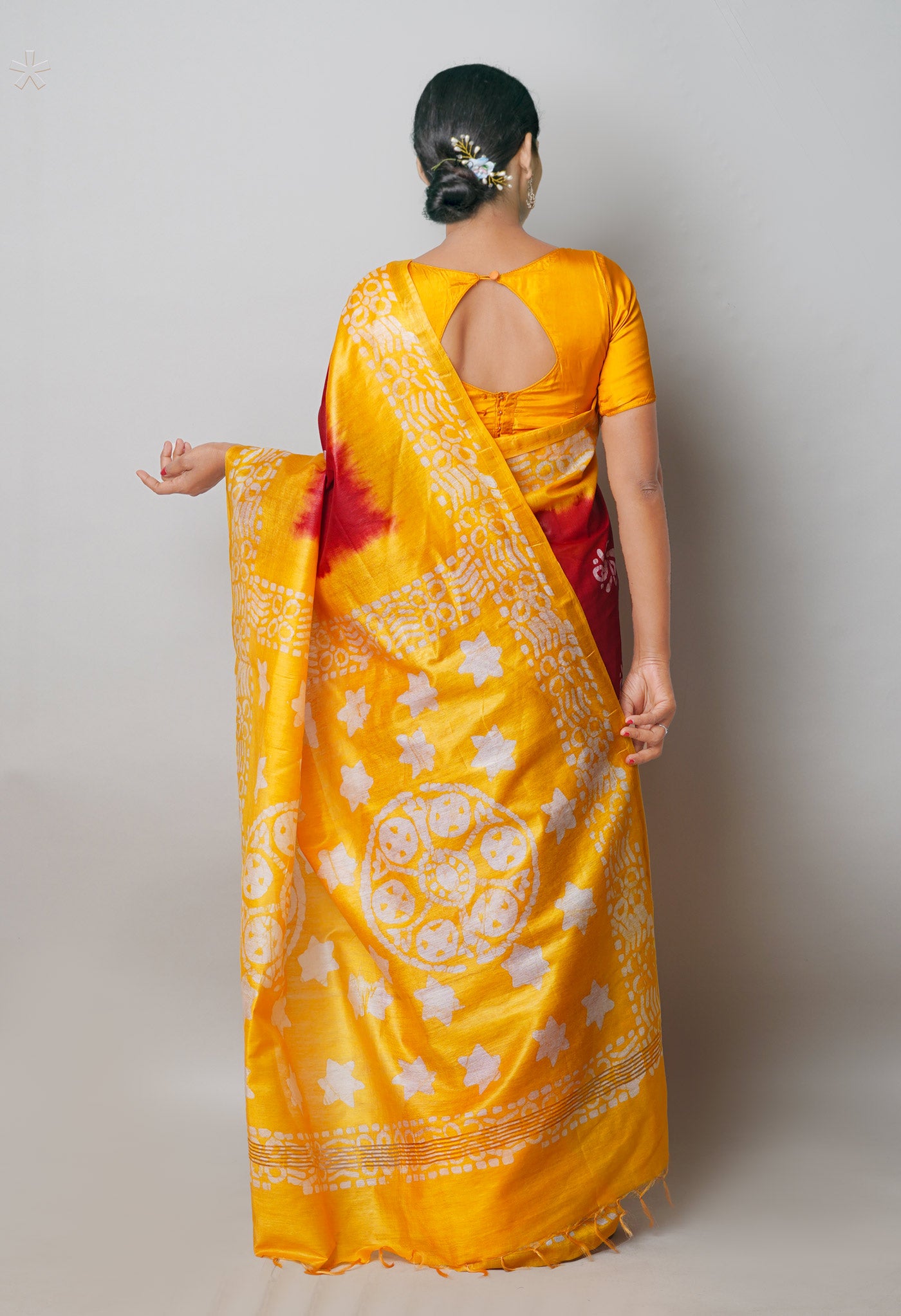 Red Pure Batik Printed Chanderi Sico Saree