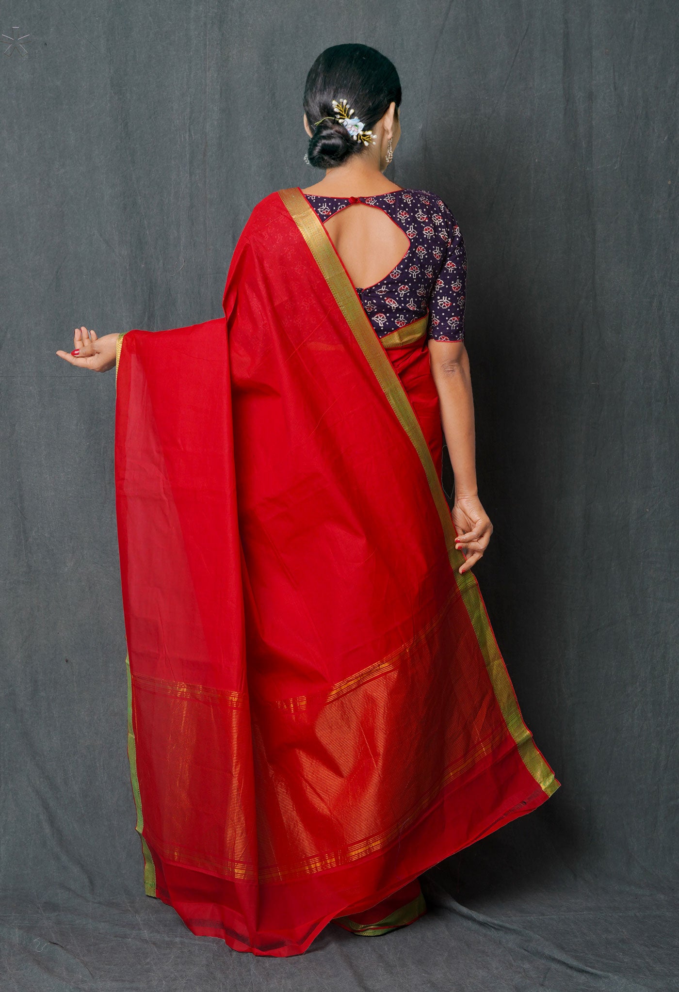 Red Pure Handloom Mangalagiri Cotton Saree