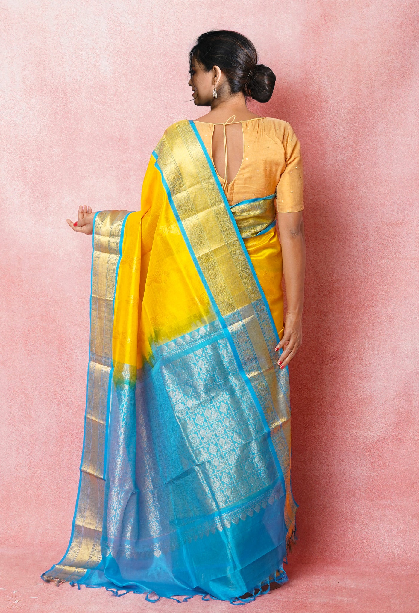 Yellow Pure Handloom Assam Silk Saree-UNM74934