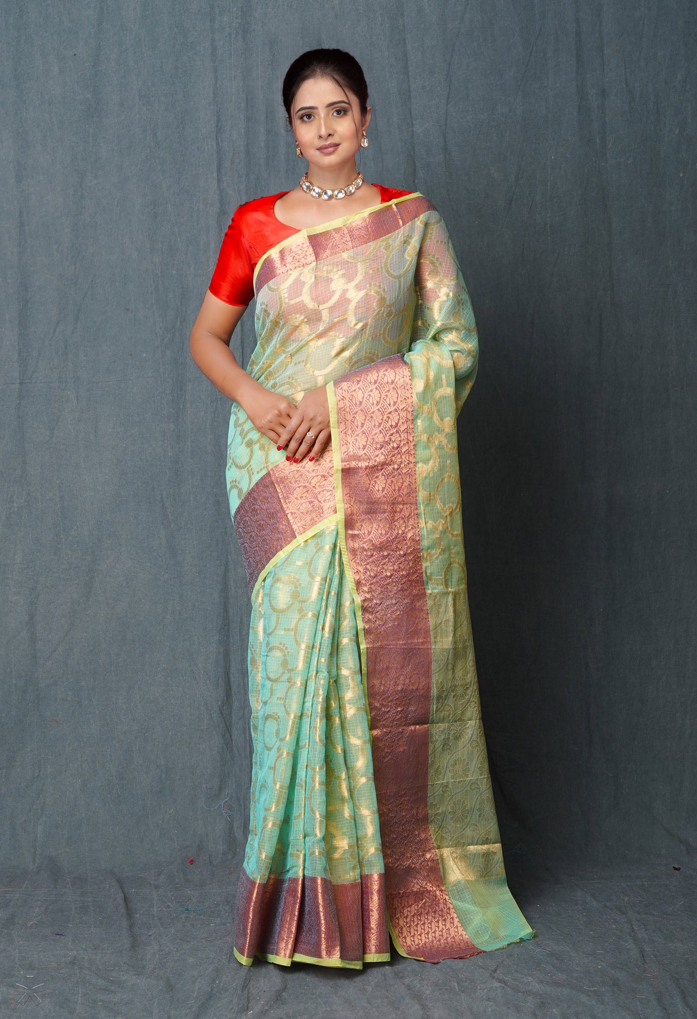 Green Pure Banarasi Kota Cotton Saree