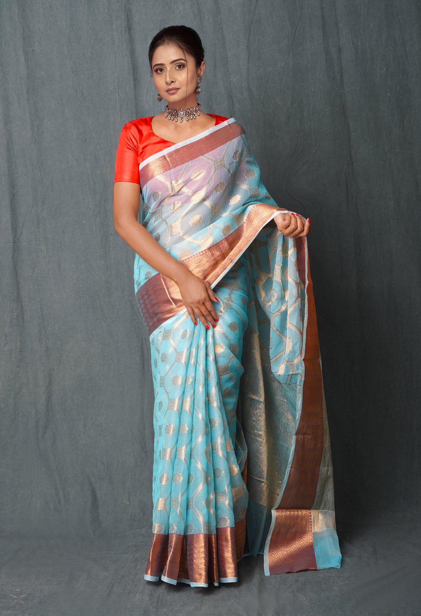 Blue Pure Banarasi Kota Cotton Saree