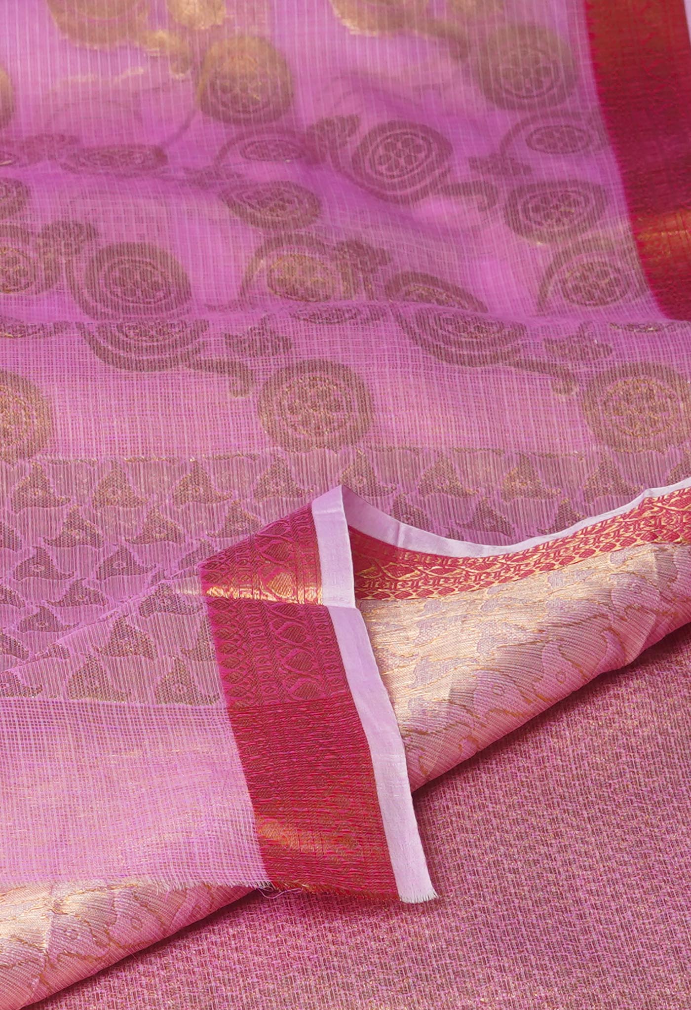 Pale Purple Pure Banarasi Kota Cotton Saree-UNM74964