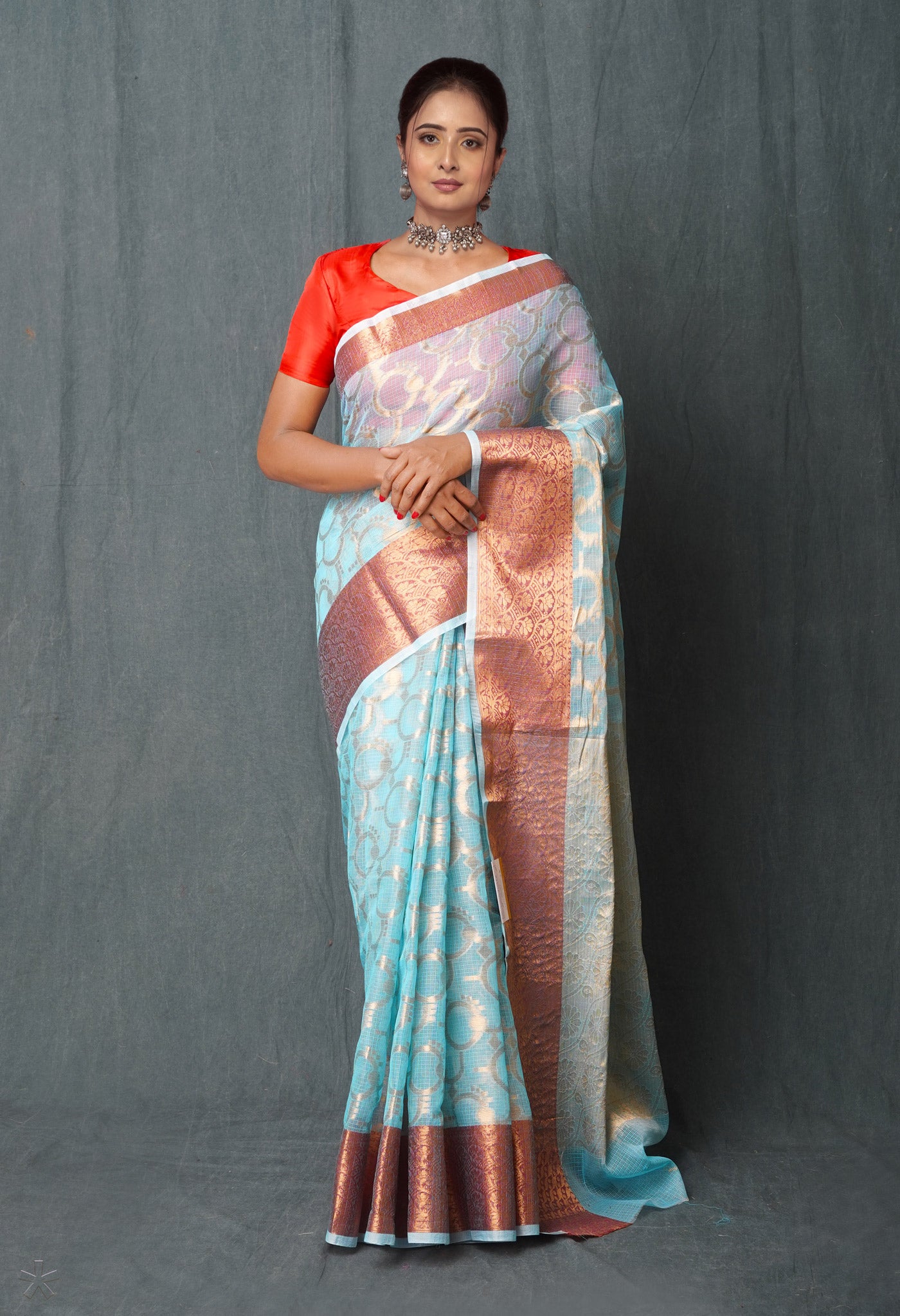 Blue Pure Banarasi Kota Cotton Saree