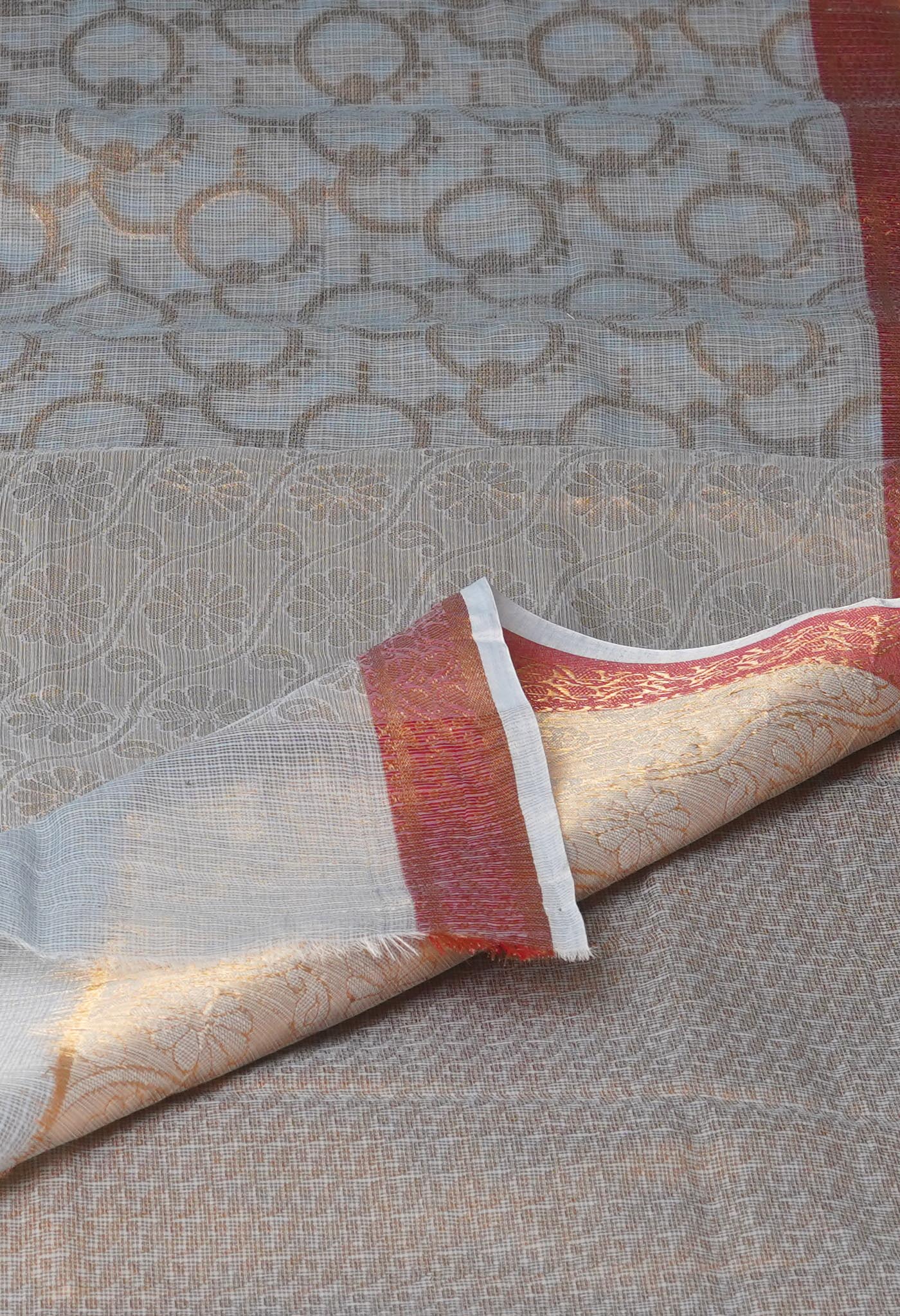 Grey Pure Banarasi Kota Cotton Saree