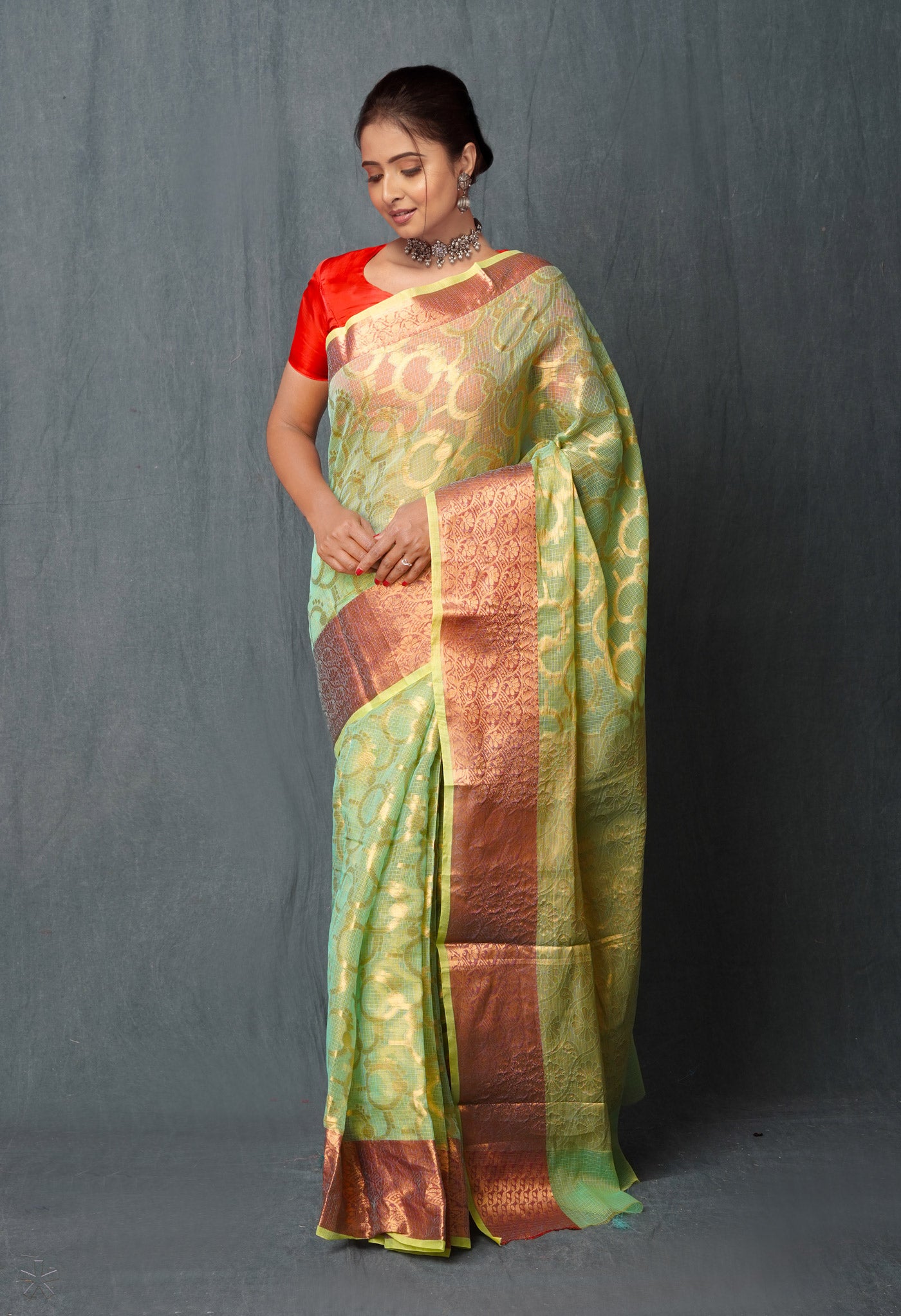 Green Pure Banarasi Kota Cotton Saree