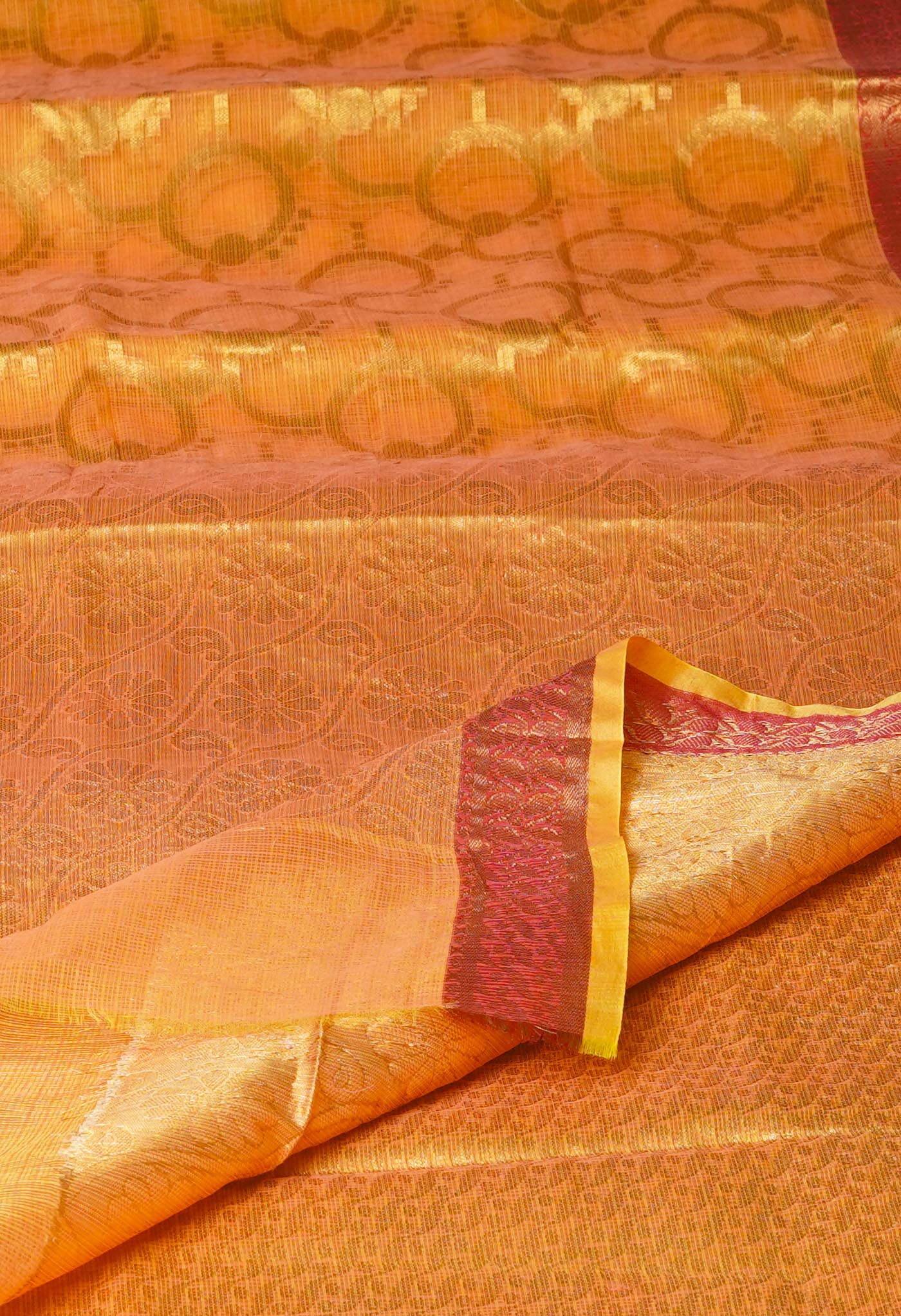 Orange Pure Banarasi Kota Cotton Saree