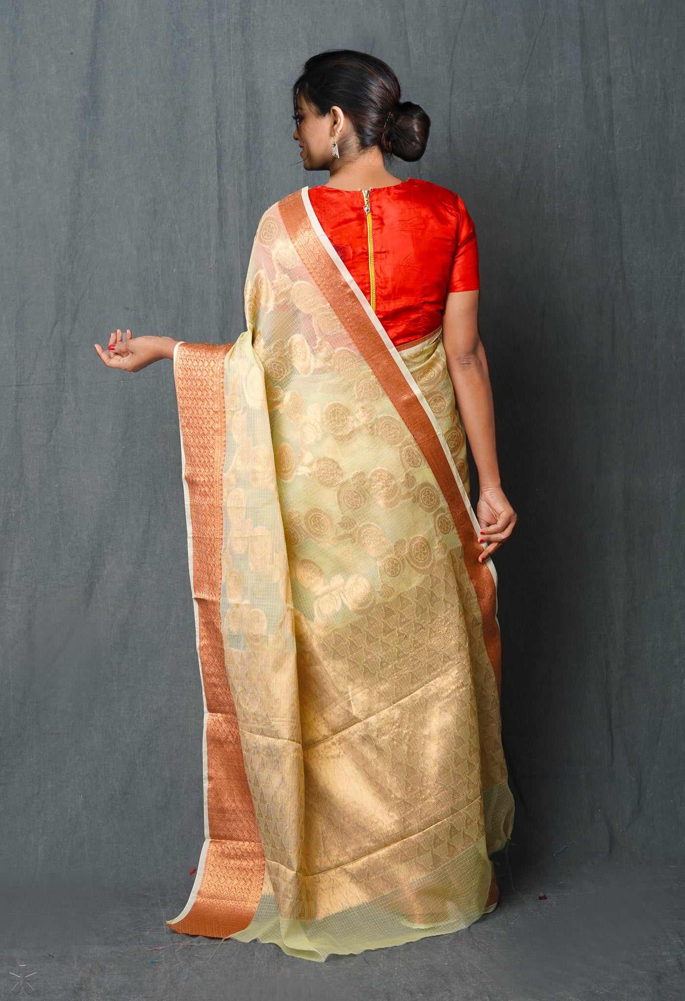 Pale Green Pure Banarasi Kota Cotton Saree